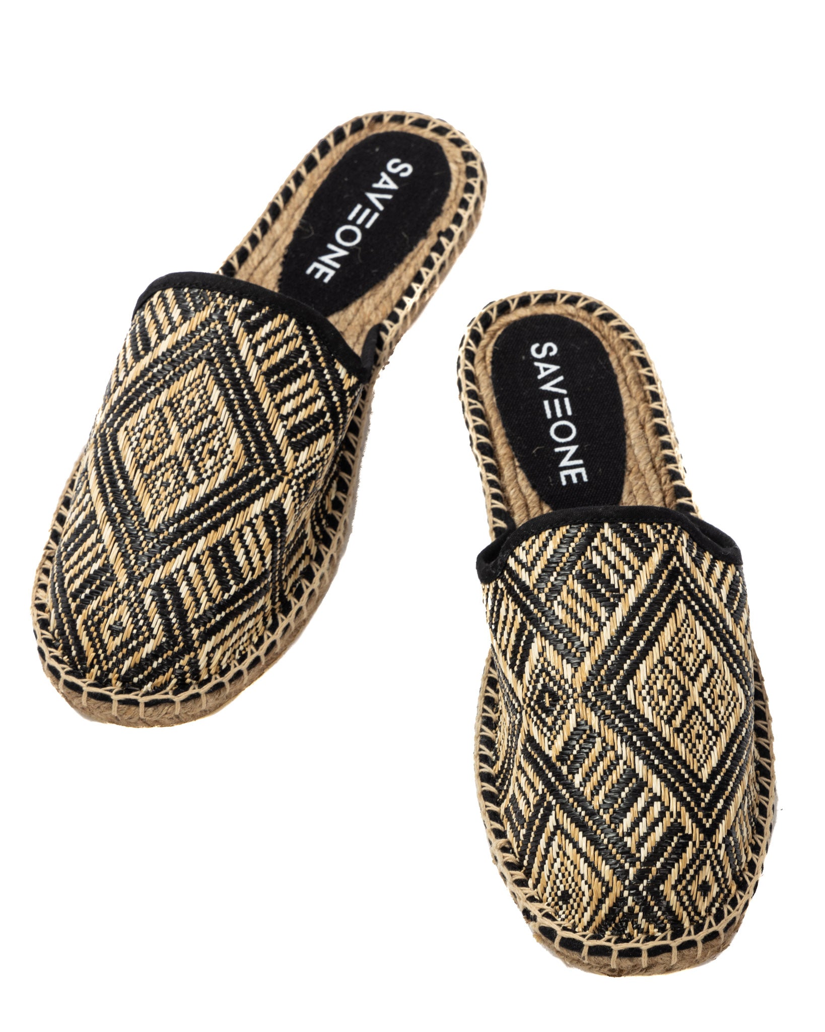 Portofino - mules espadrillas etnica nera