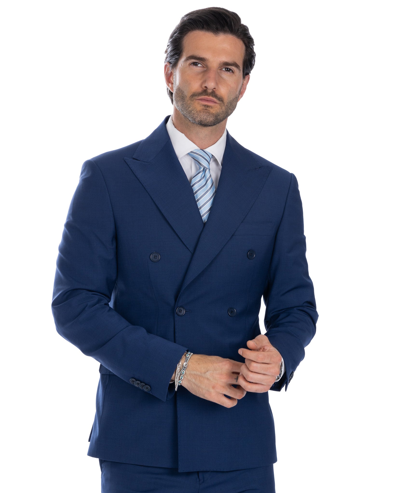 Brooklyn - veste en laine bleue à double boutonnage