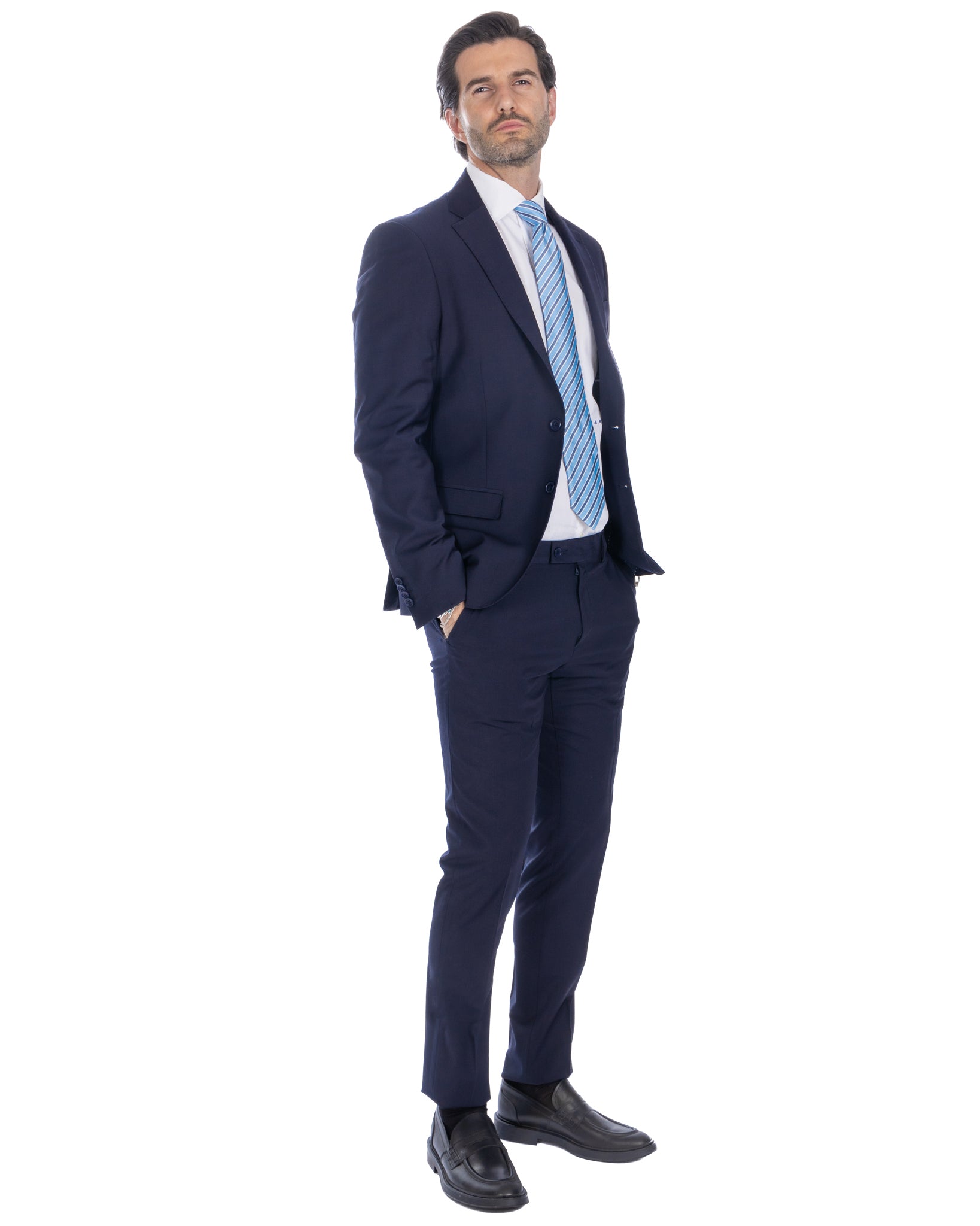 New york - blue single-breasted wool suit