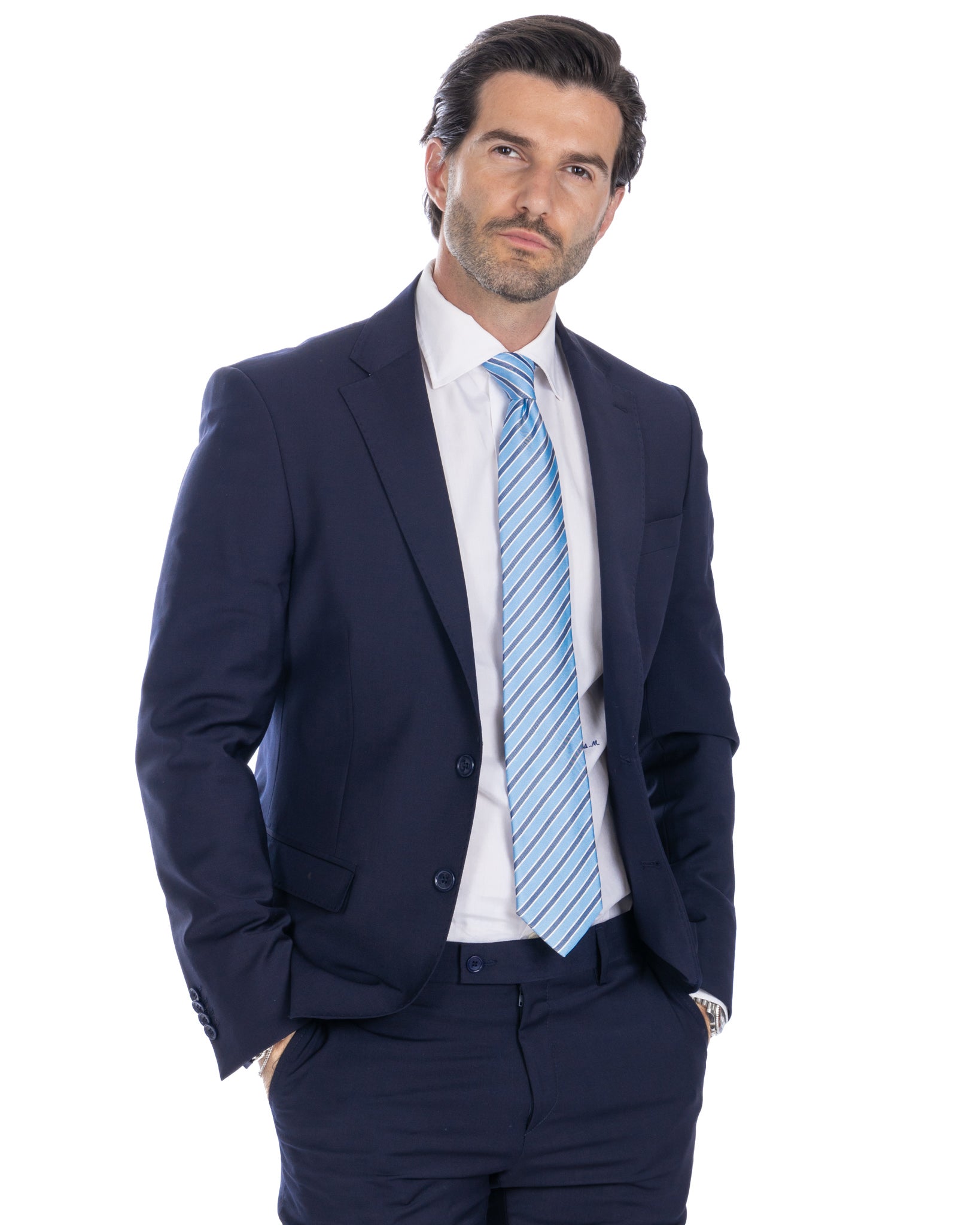 New york - blue single-breasted wool suit