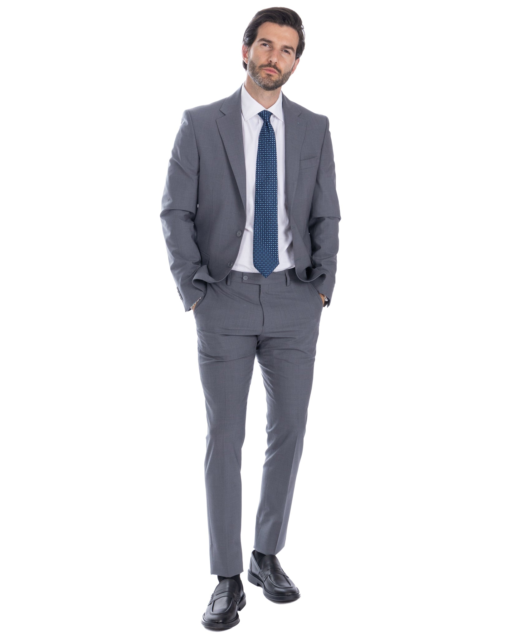 New york - gray wool single-breasted suit