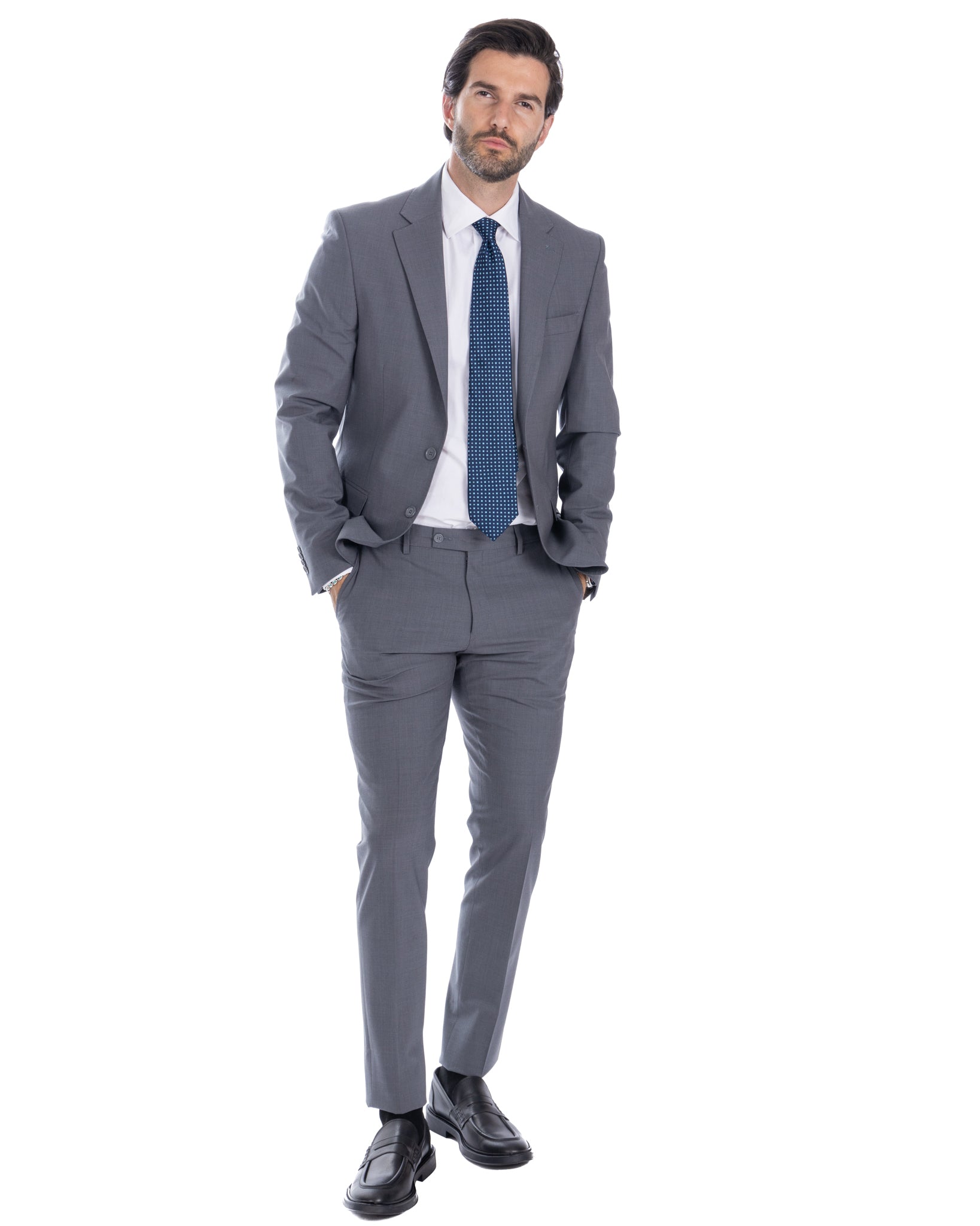 New york - gray wool single-breasted suit