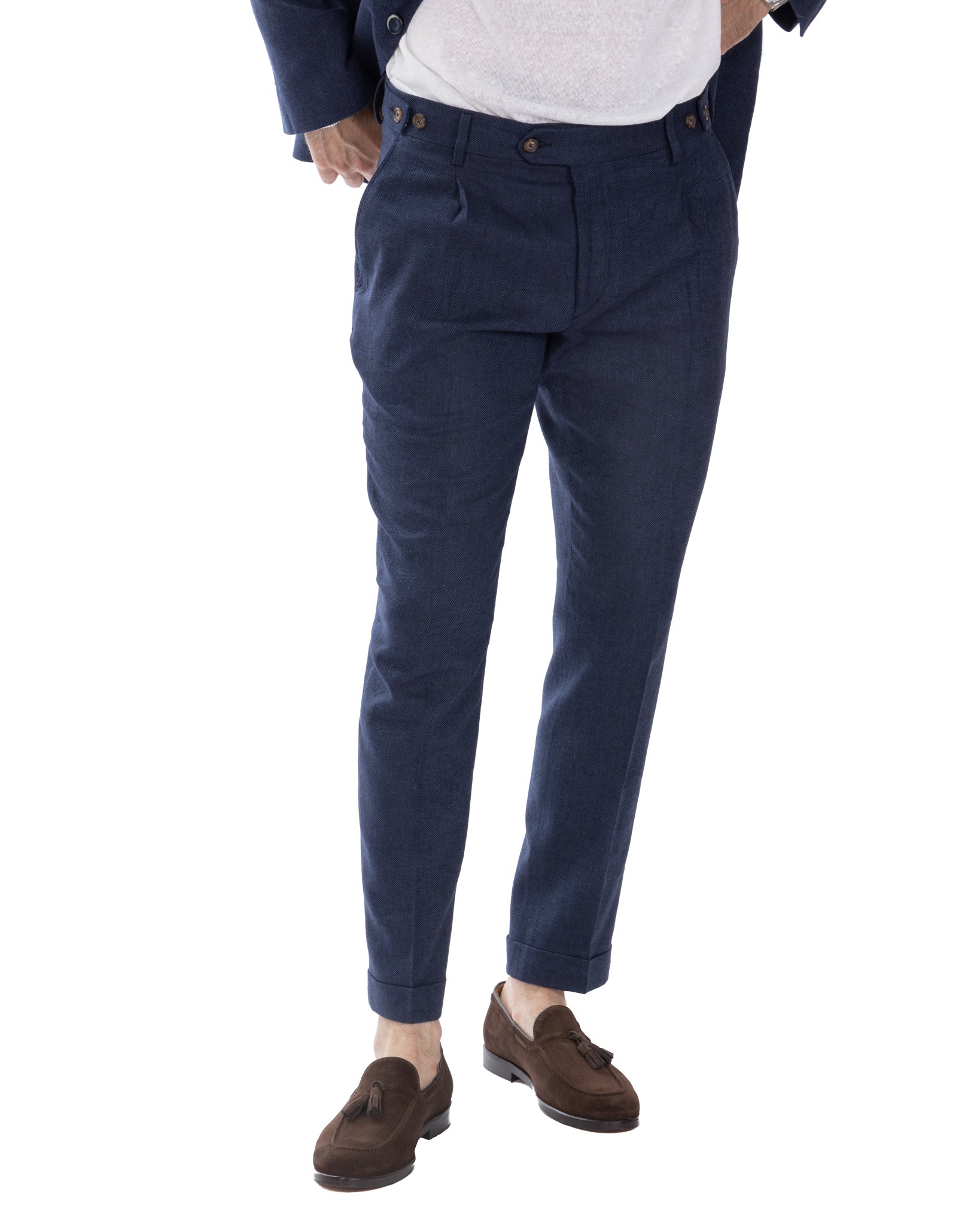 Moresco - pantalon à chevrons bleu