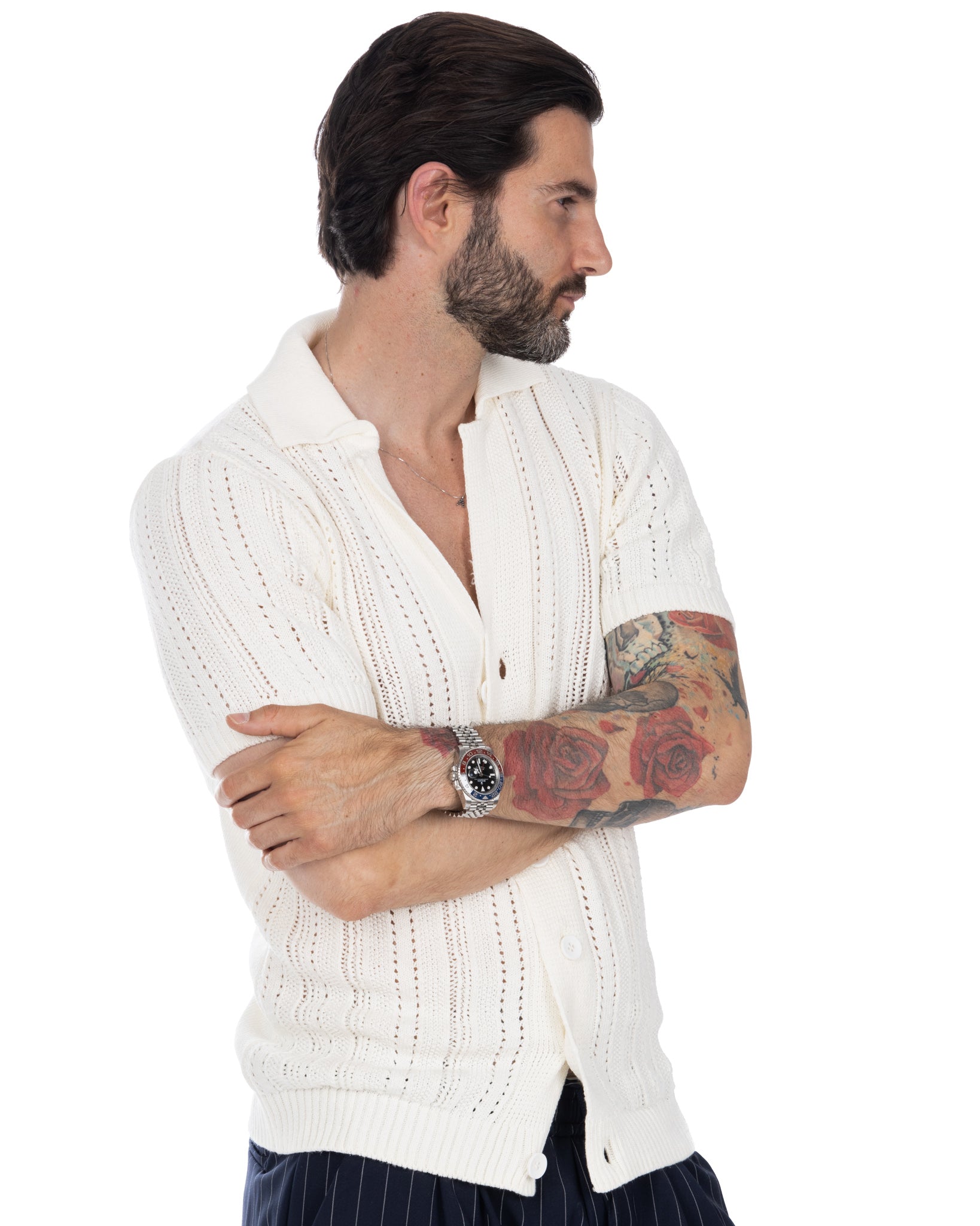 Novak - cream knitted shirt