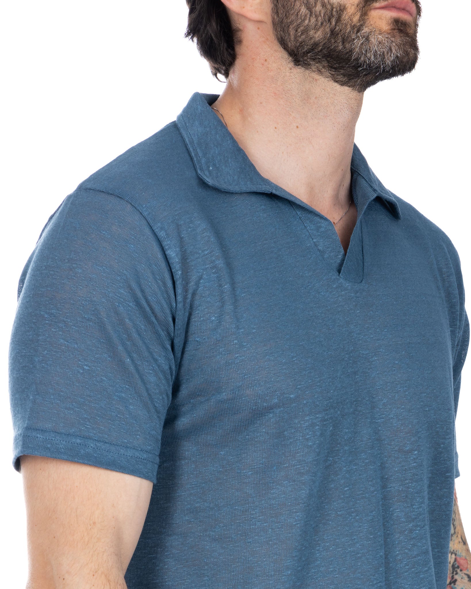 Ben - royal linen knitted polo shirt