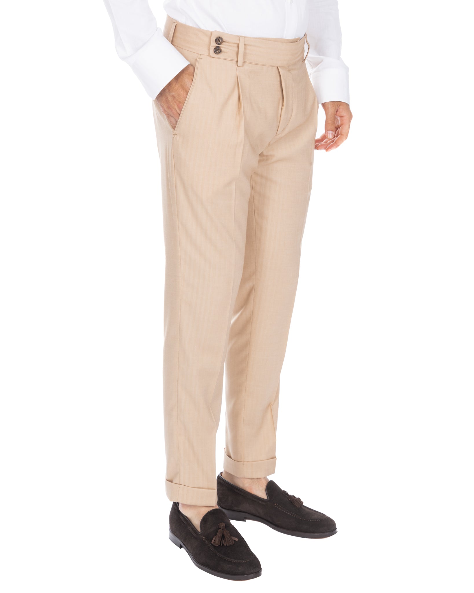 Colonia - pantalone vita alta solaro beige