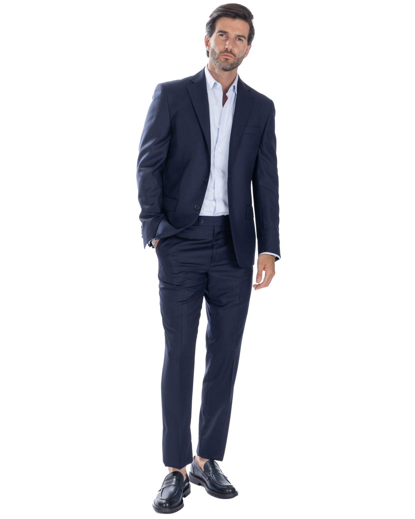 Abito monopetto spinato blu - Vitale Barberis Canonico