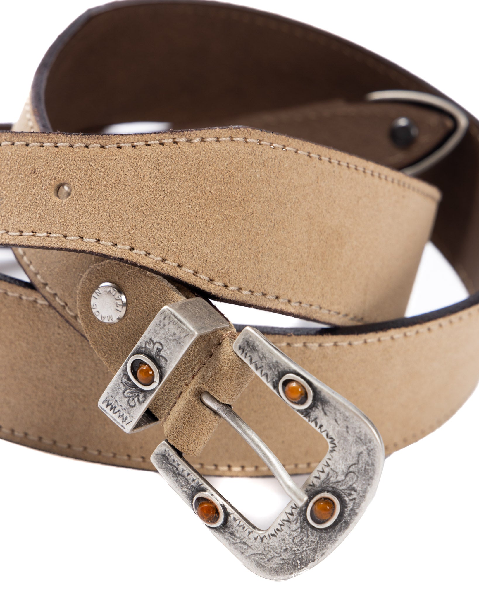 Quirico - ceinture bijou en daim beige