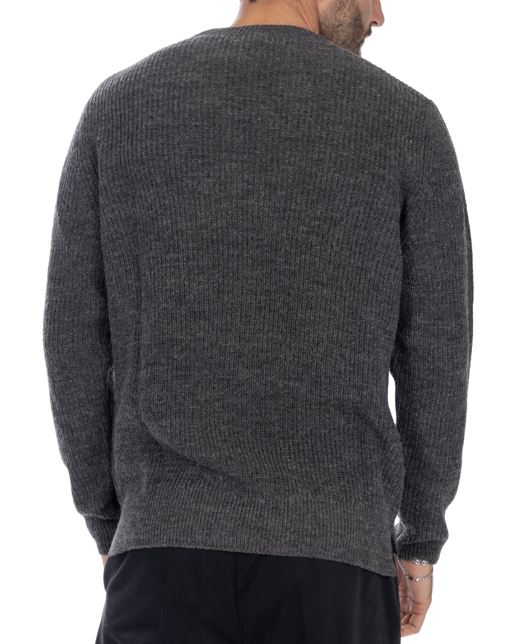 Pull ras du cou côtelé anthracite Sven
