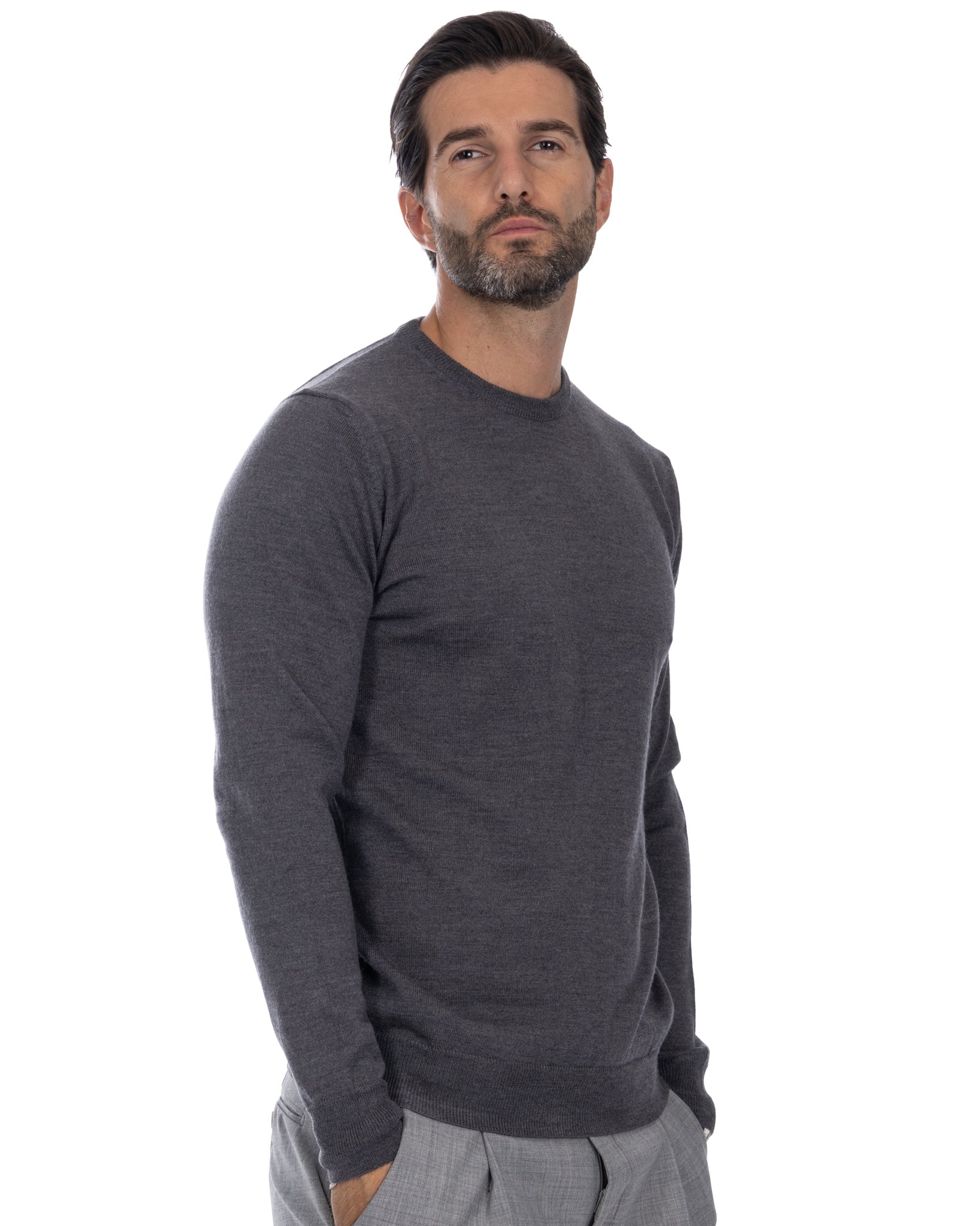 Furore crewneck in merino wool Tollegno grey