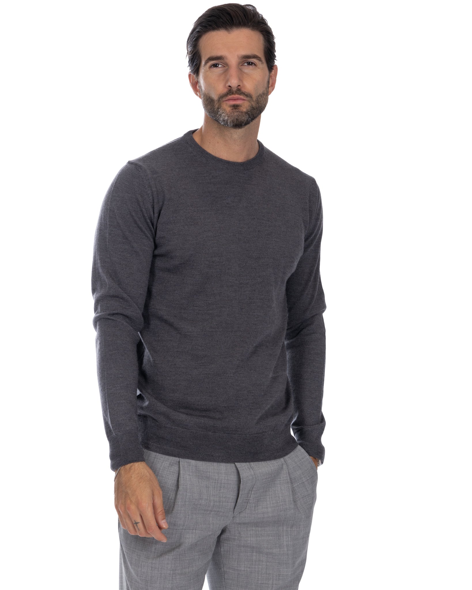 Furore crewneck in merino wool Tollegno grey