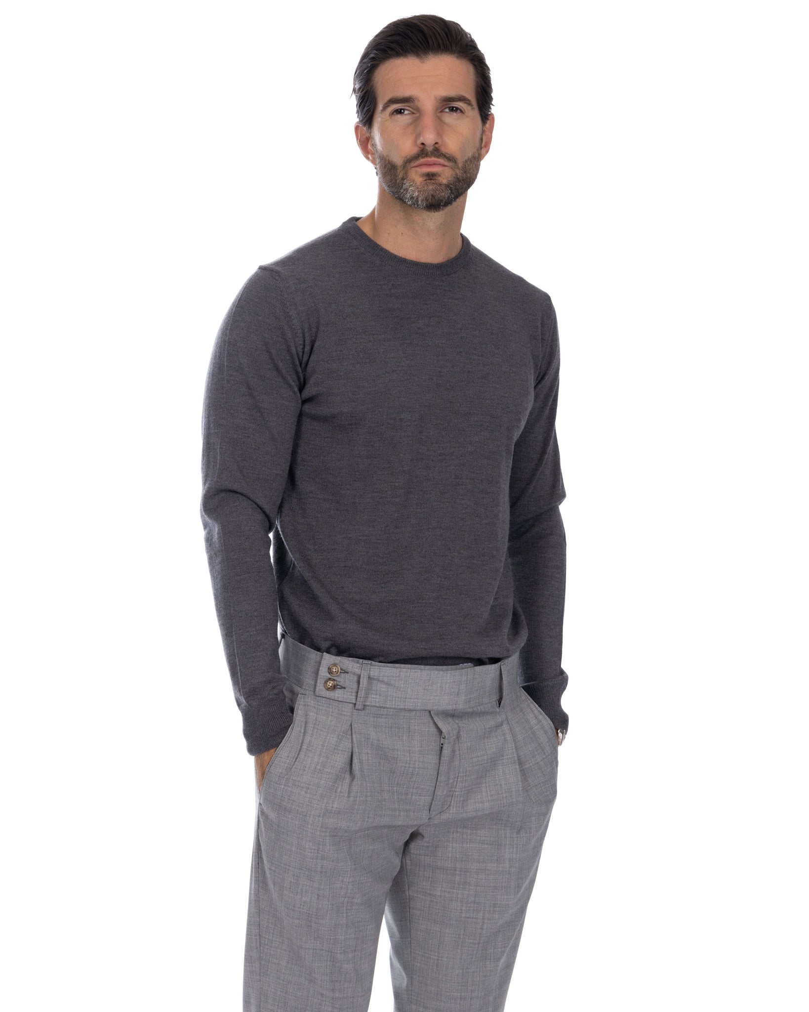 Furore crewneck in merino wool Tollegno grey