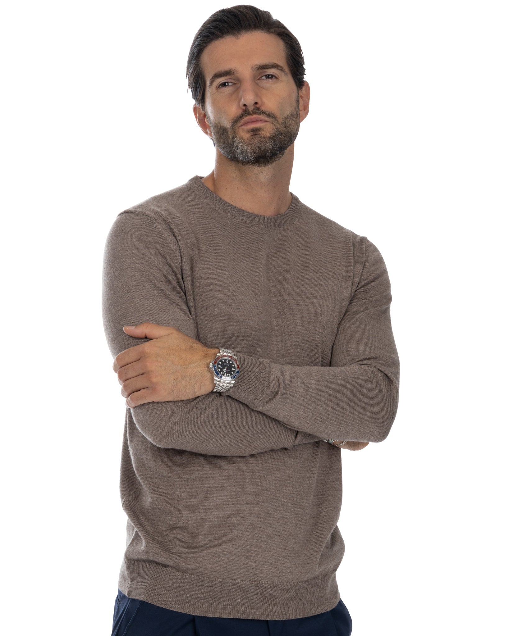 Furore crewneck in merino wool Tollegno beige