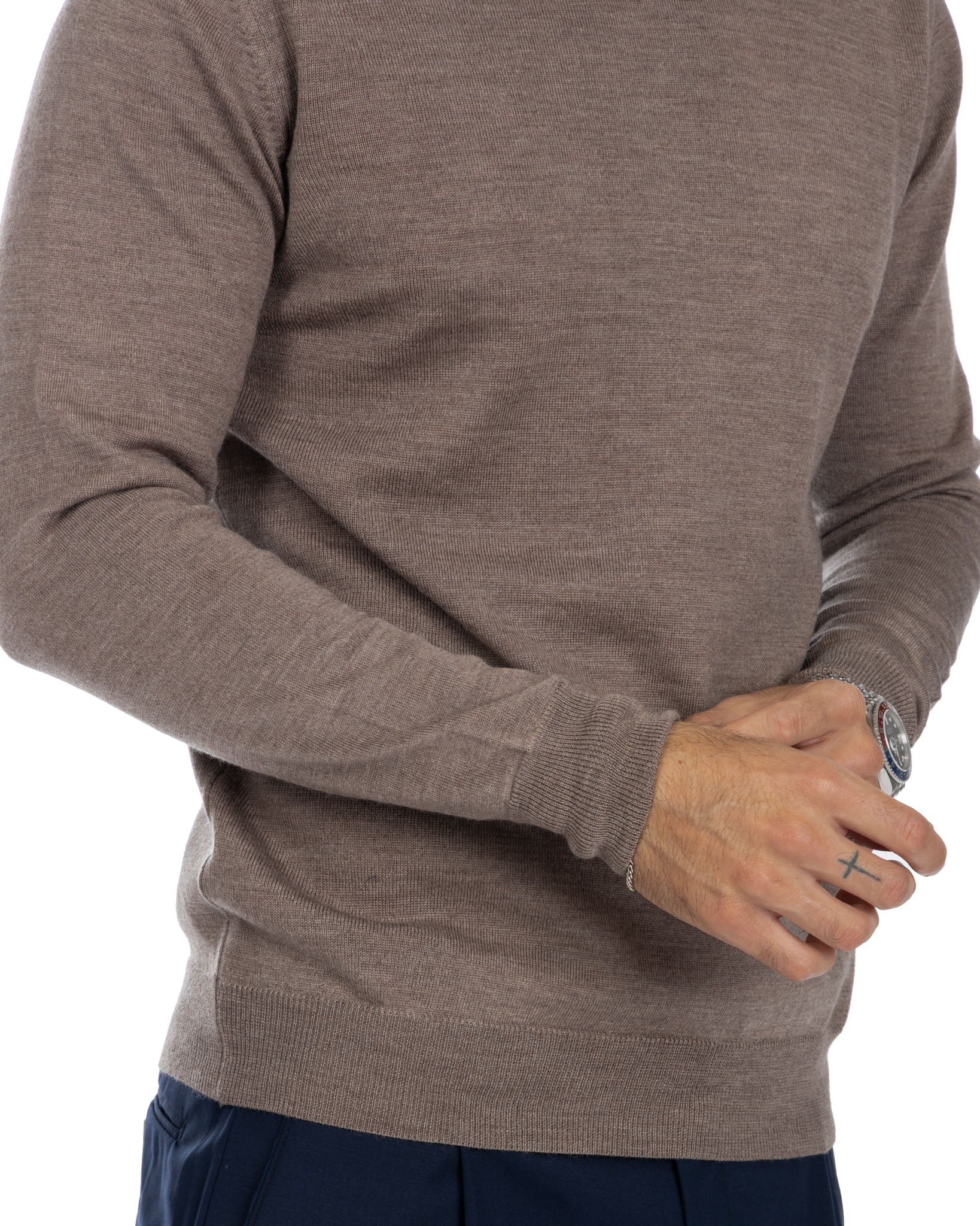 Furore crewneck in merino wool Tollegno beige