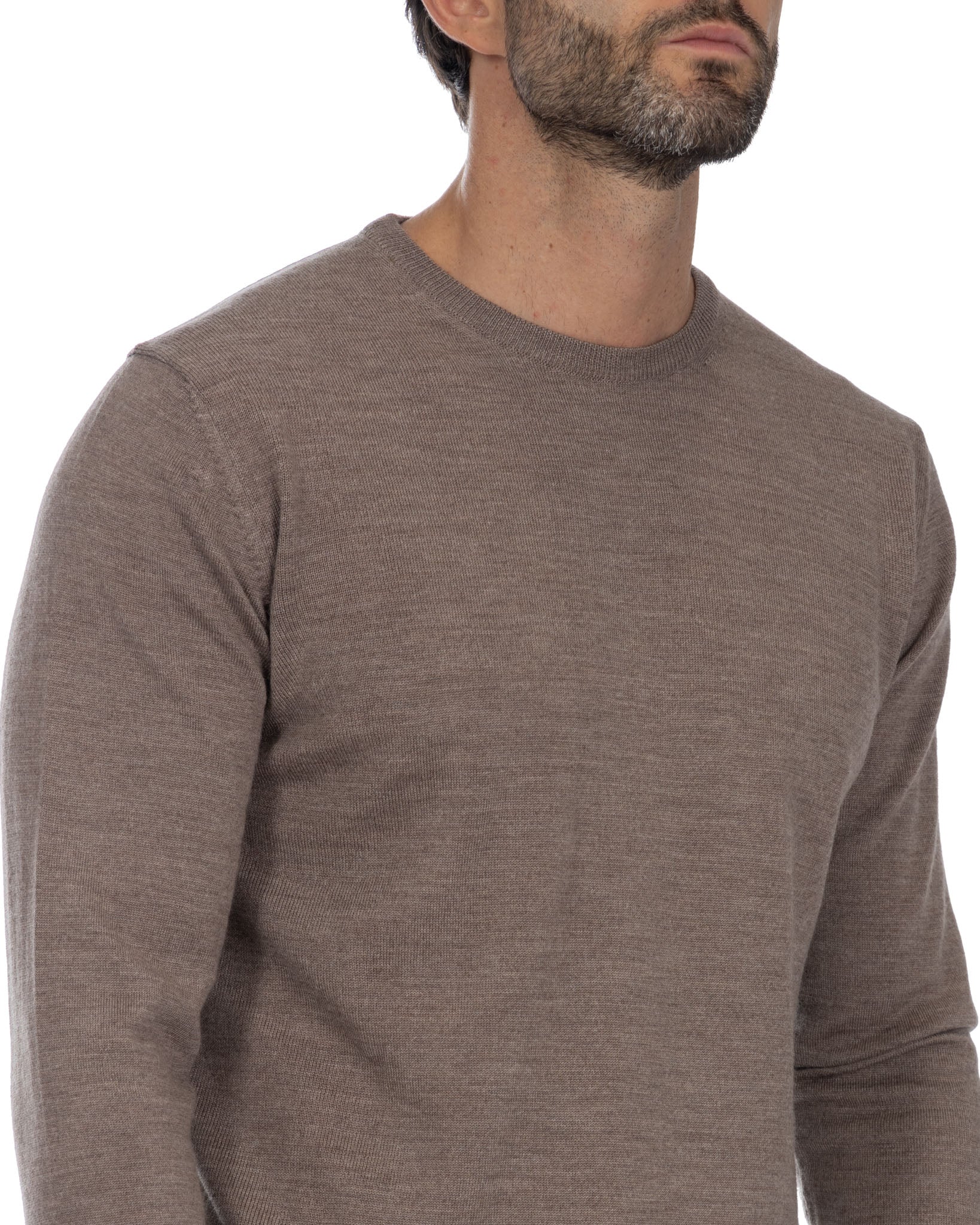 Furore crewneck in merino wool Tollegno beige