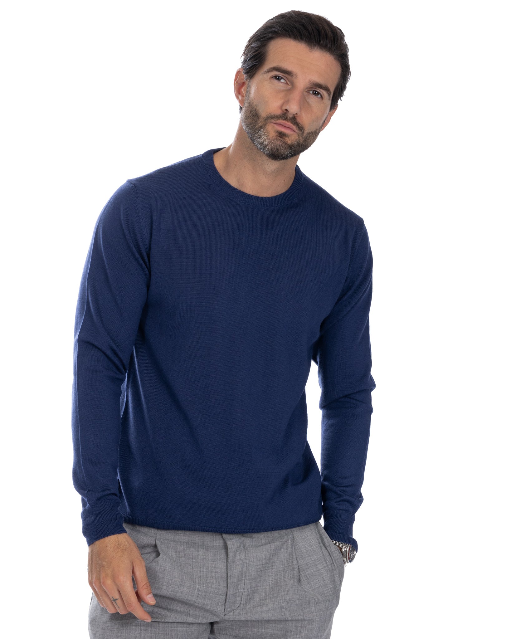 Furore - girocollo Furore in lana merino Tollegno denim