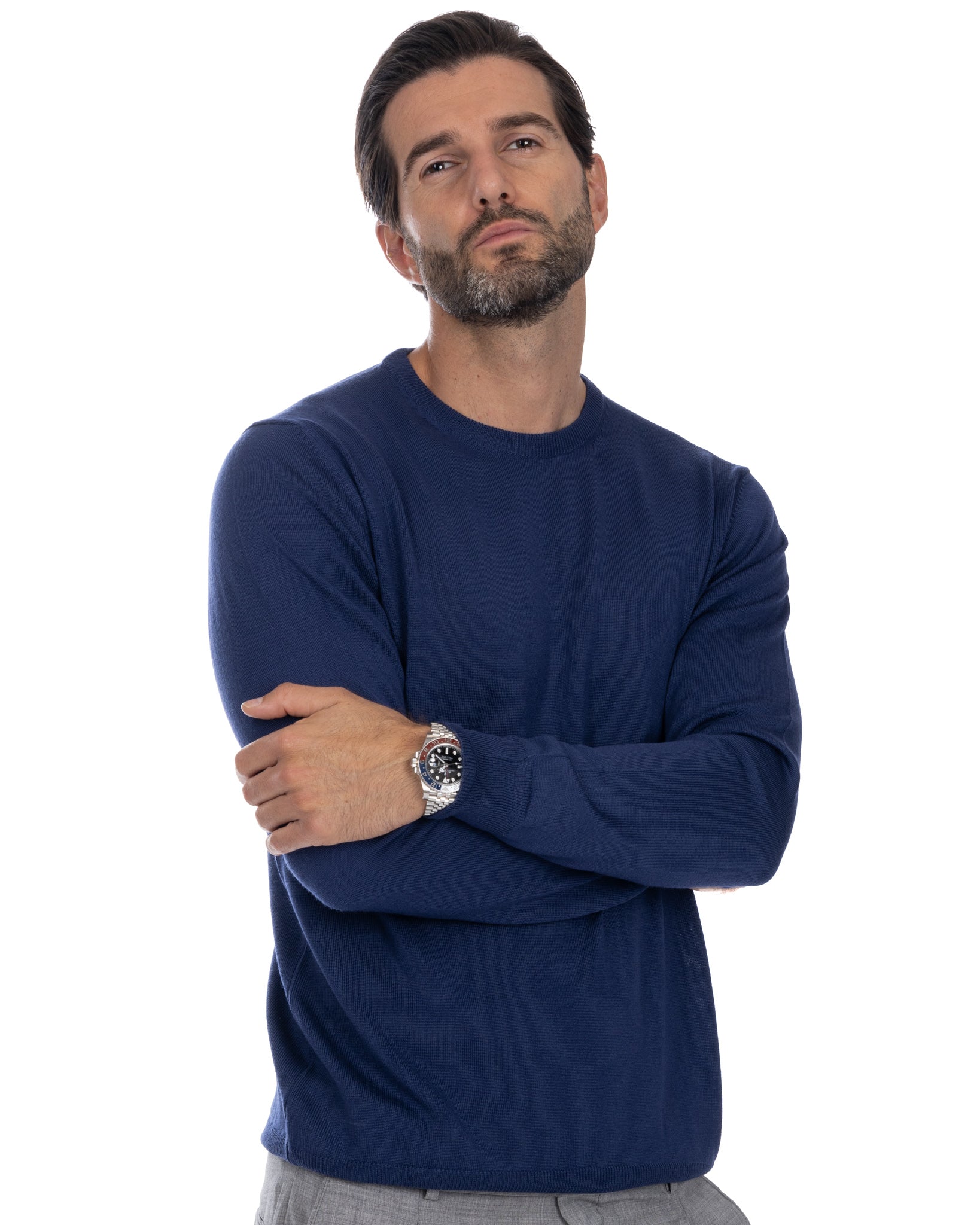 Furore - girocollo Furore in lana merino Tollegno denim