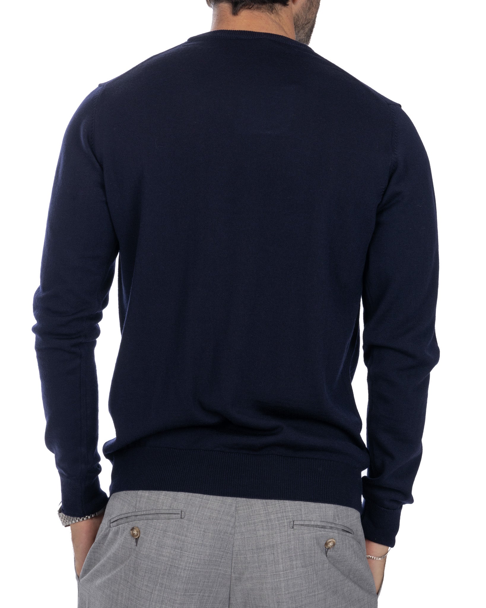 Girocollo Furore in lana merino Tollegno blu