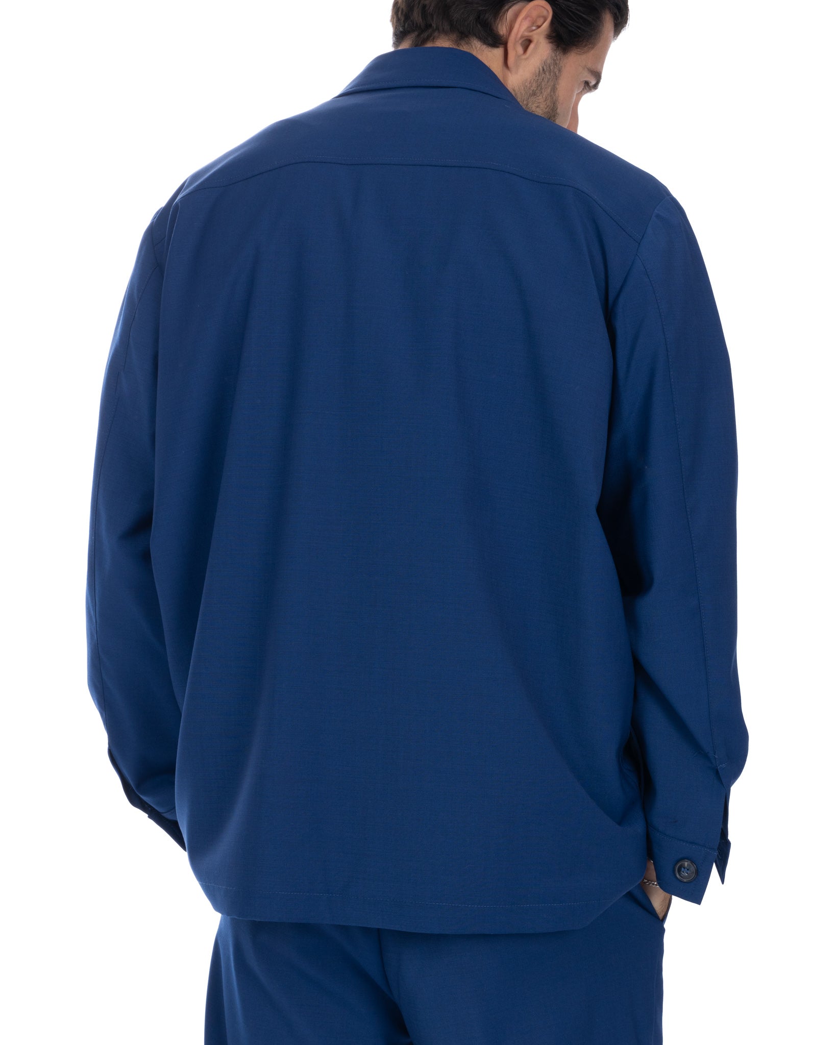 Donald - veste oversize bleu bleuet en laine mélangée