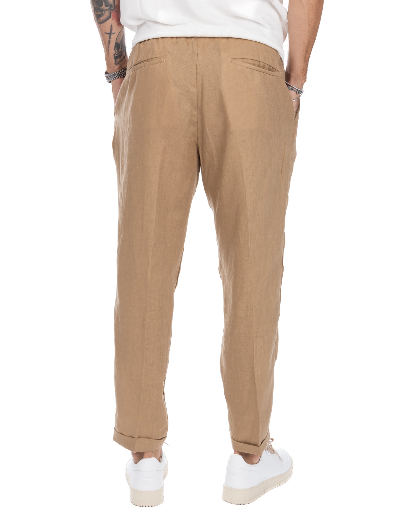 Colin - pantalaccio in puro lino beige