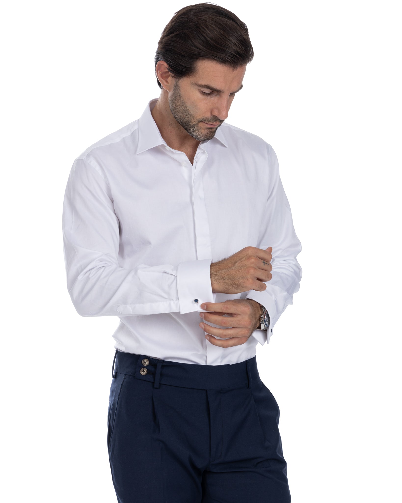 Camicia - basic classica cerimonia bianca in cotone