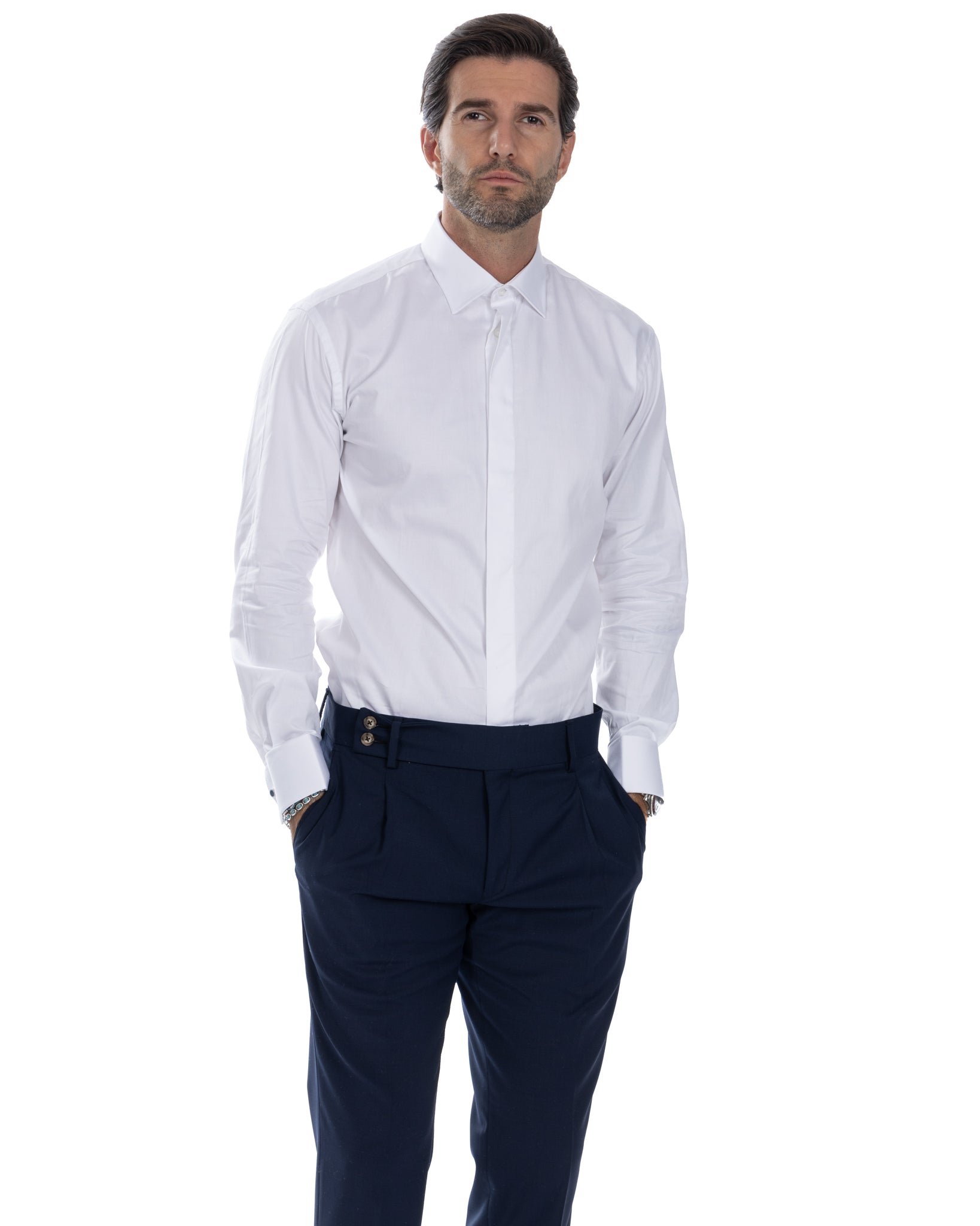 Camicia - basic classica cerimonia bianca in cotone