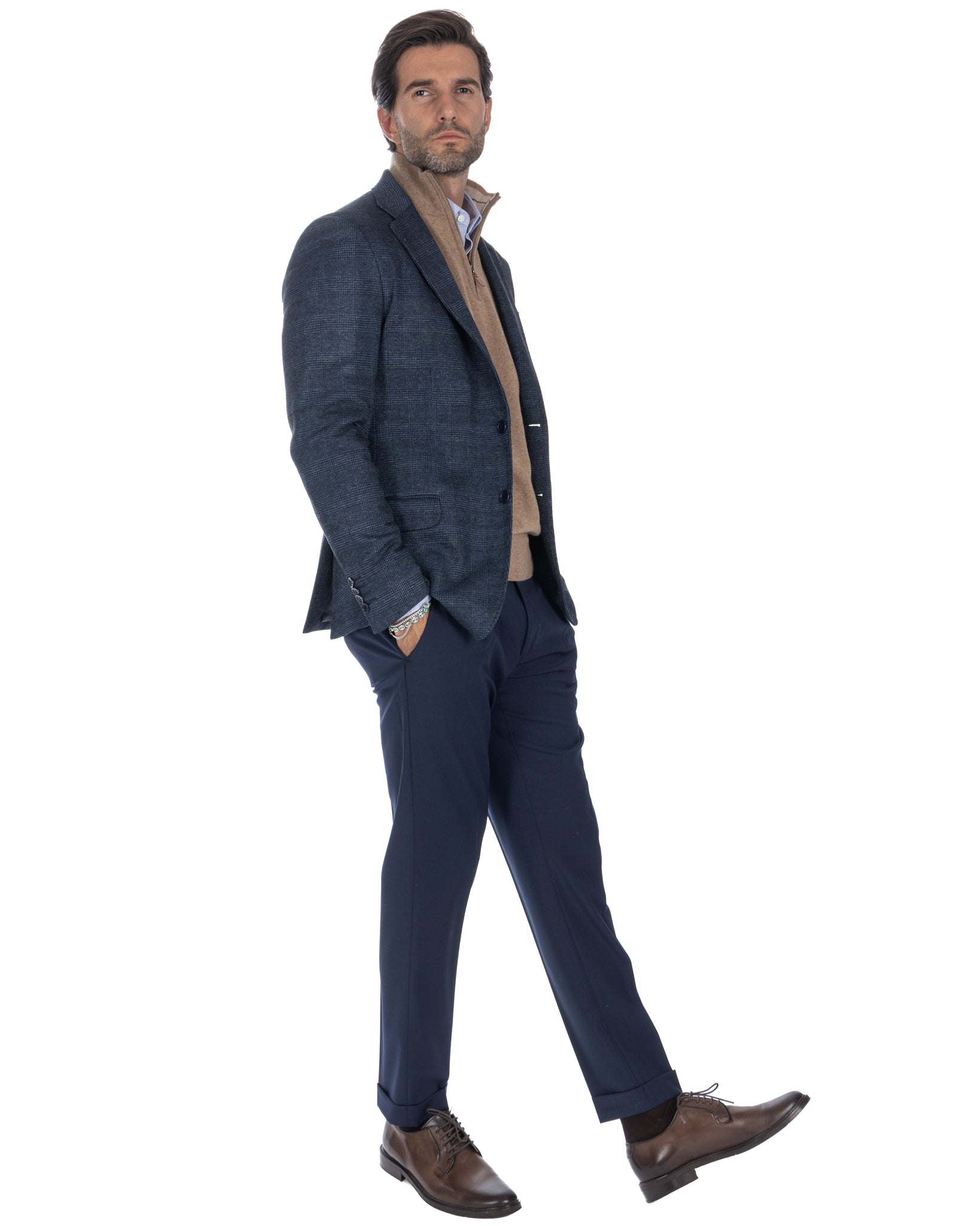 Veste à carreaux bleus Orson