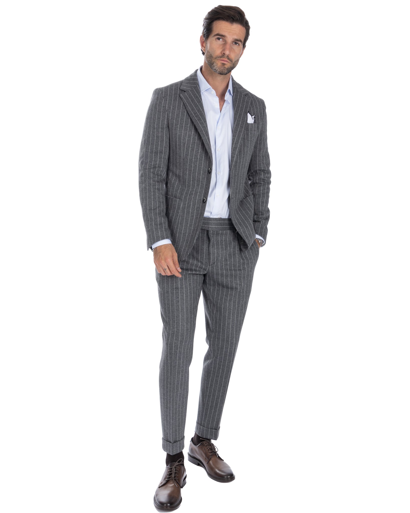 Raphael - single breasted grey pinstripe jacket