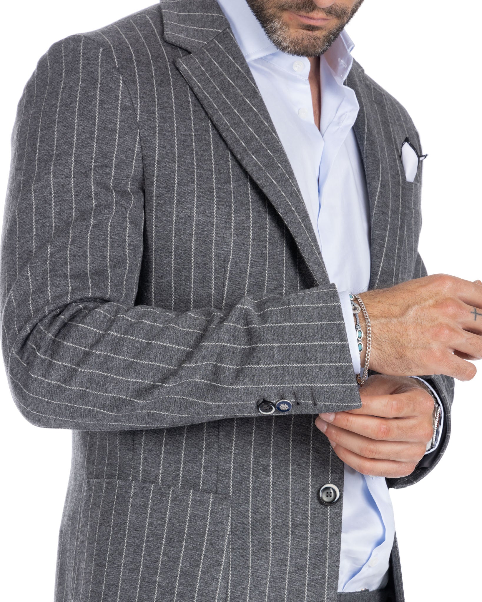 Raphael - single breasted grey pinstripe jacket