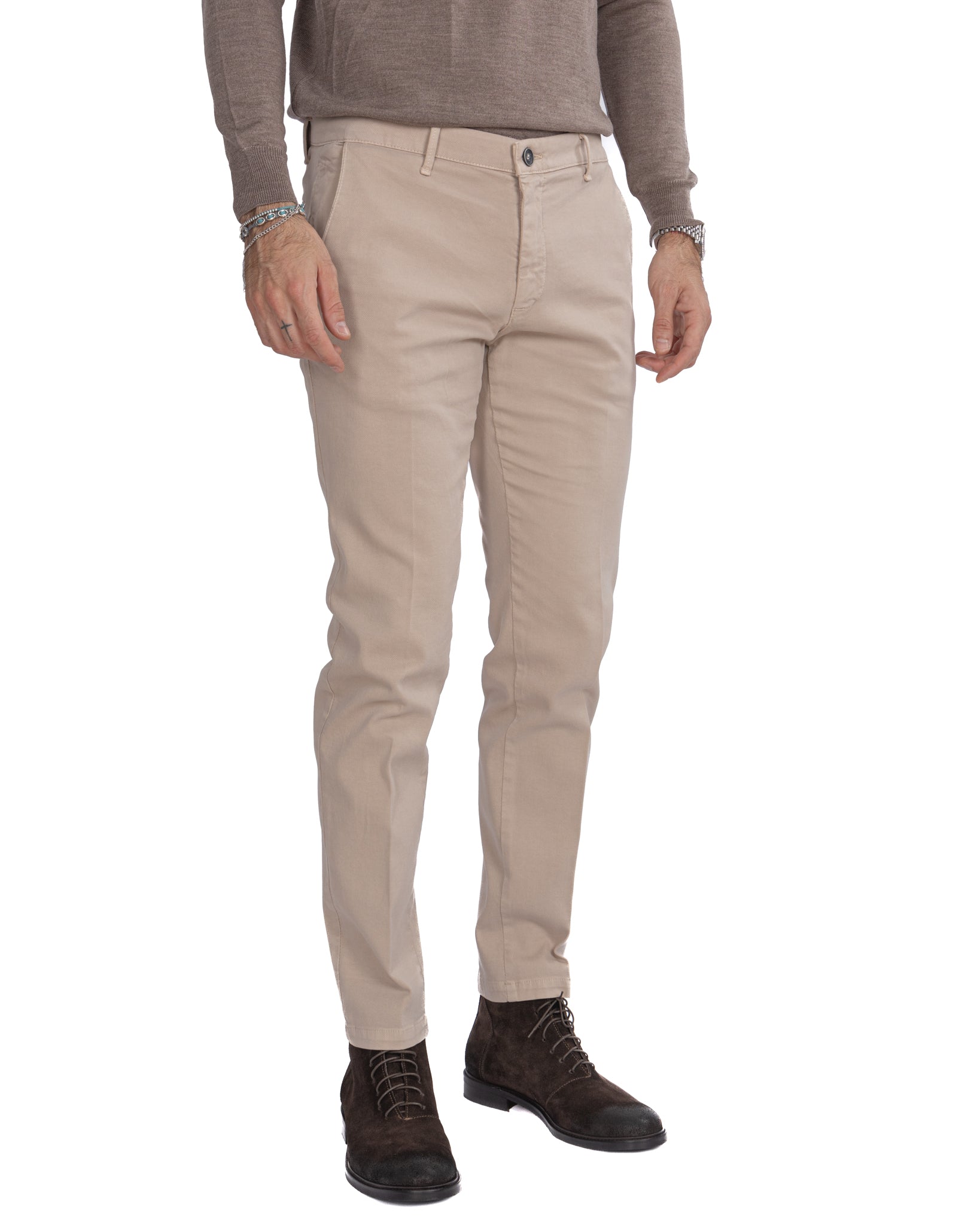 Pantalone Jack in cotone armaturato beige