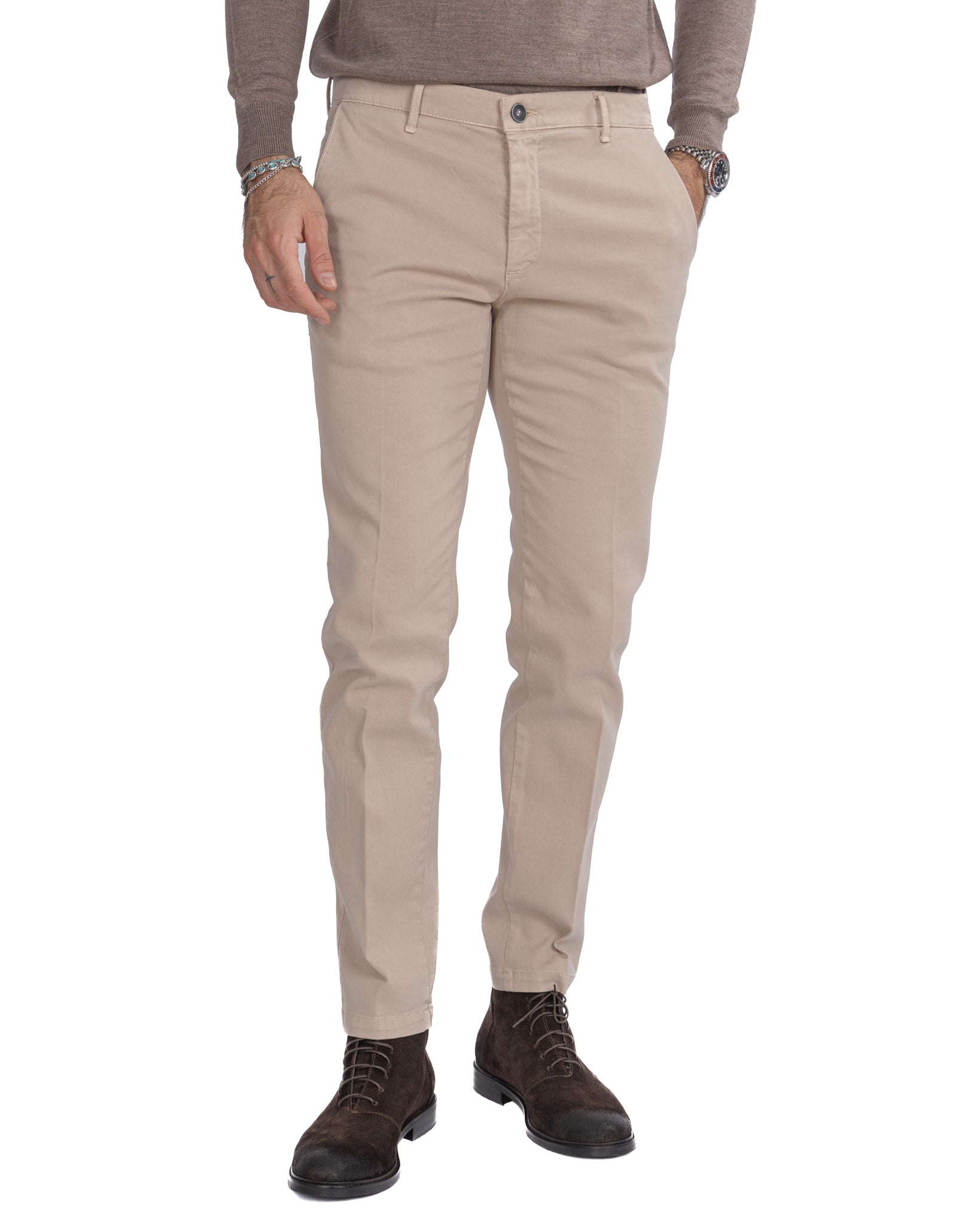 Pantalone Jack in cotone armaturato beige