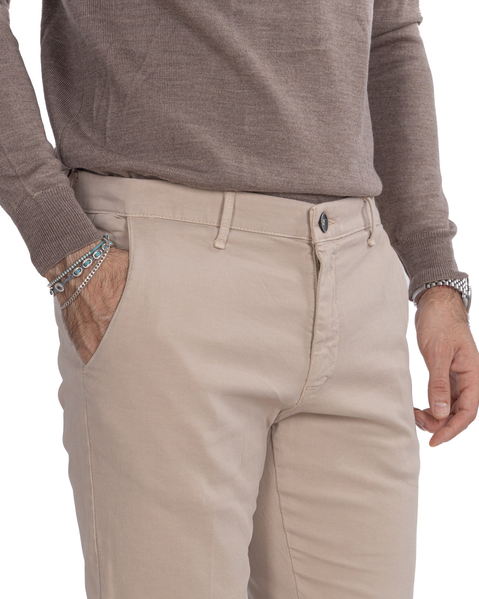 Pantalone Jack in cotone armaturato beige