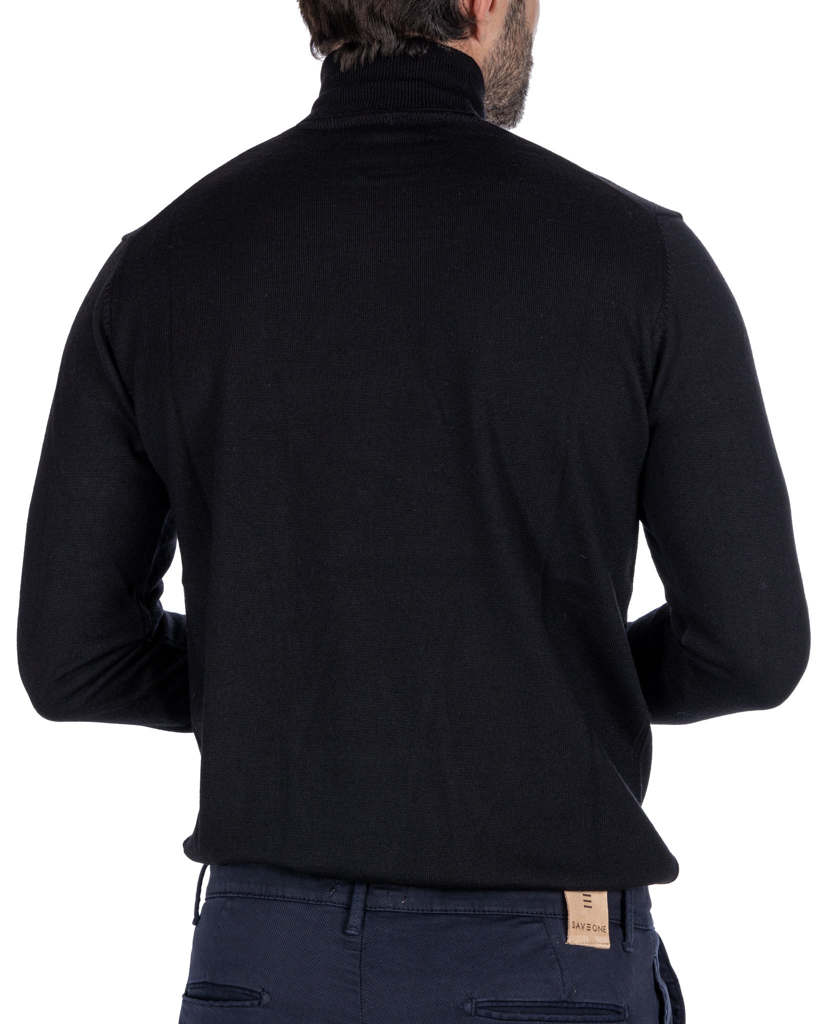 Vietri Turtleneck in Black Tollegno Wool