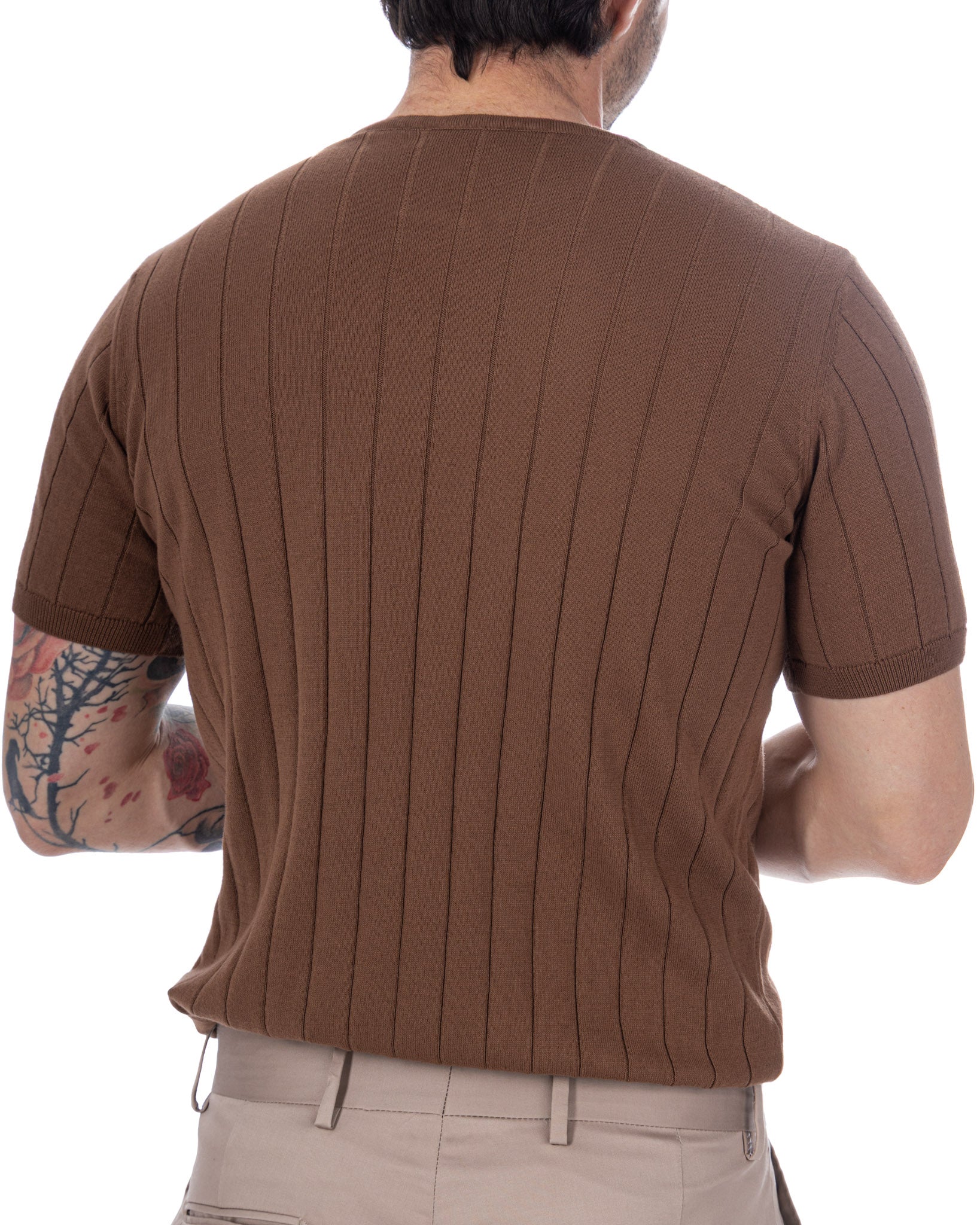 Adriano - t-shirt a coste in maglia moro