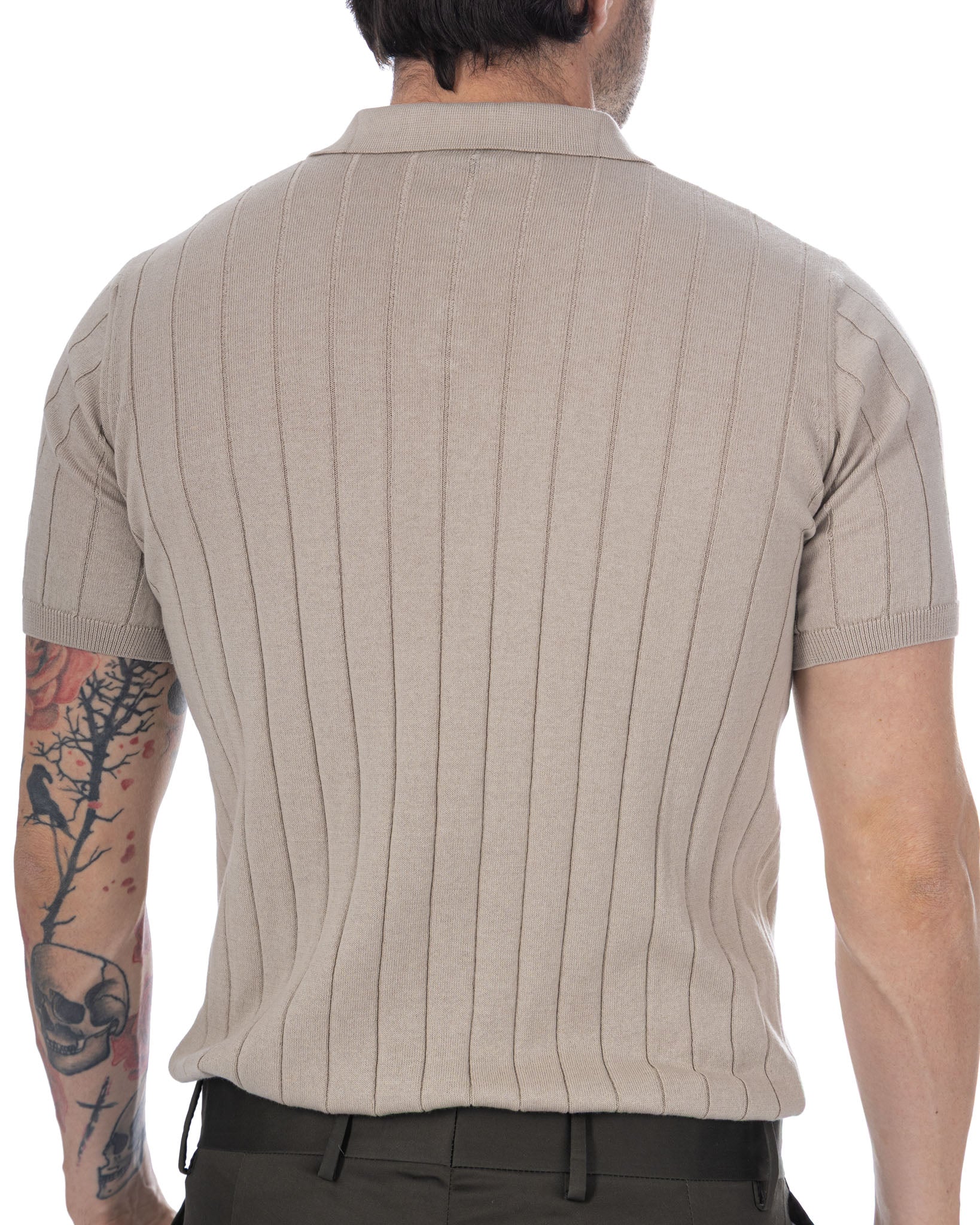 Cameron - polo en maille côtelée beige
