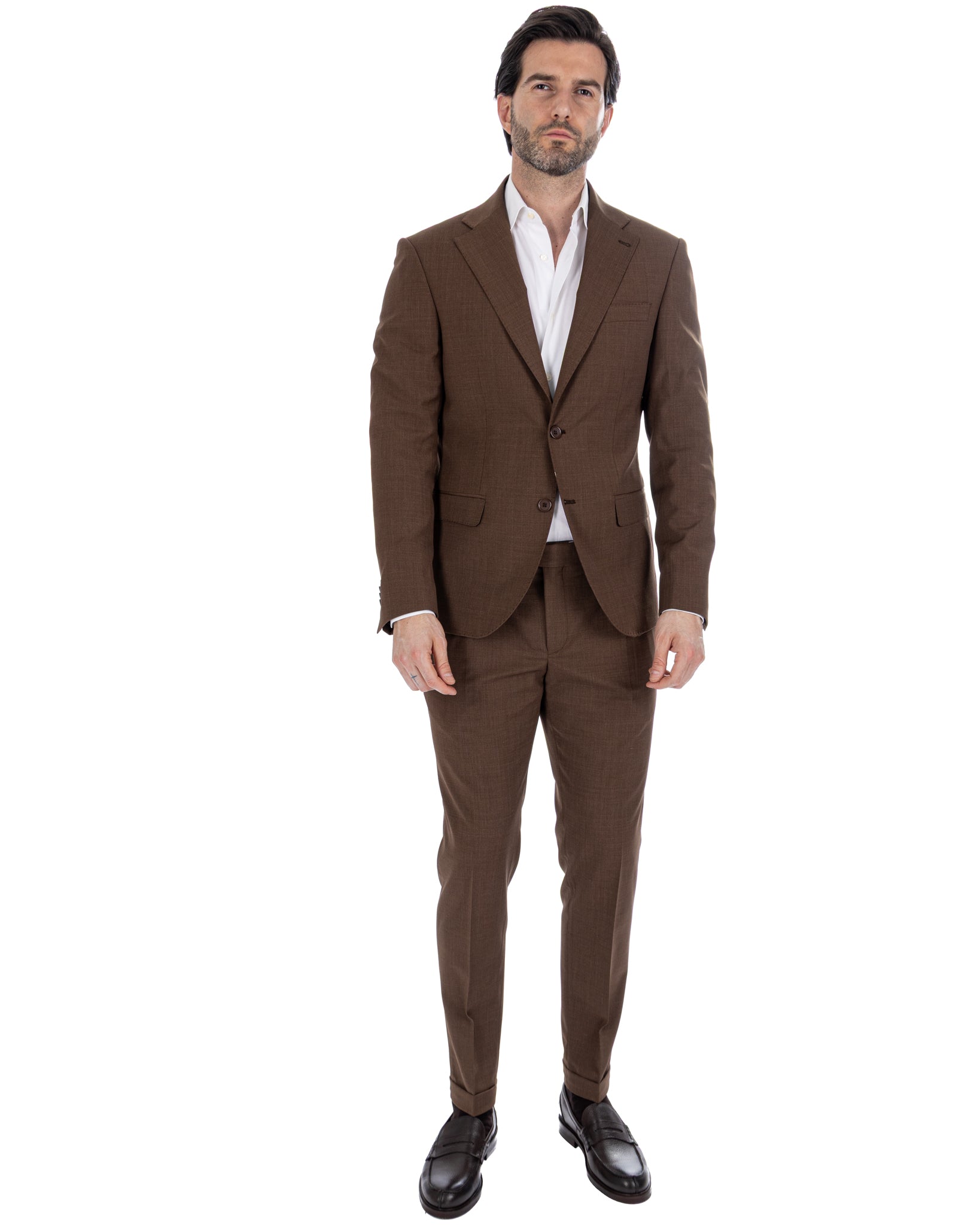 Victor - dark brown wool blend trousers