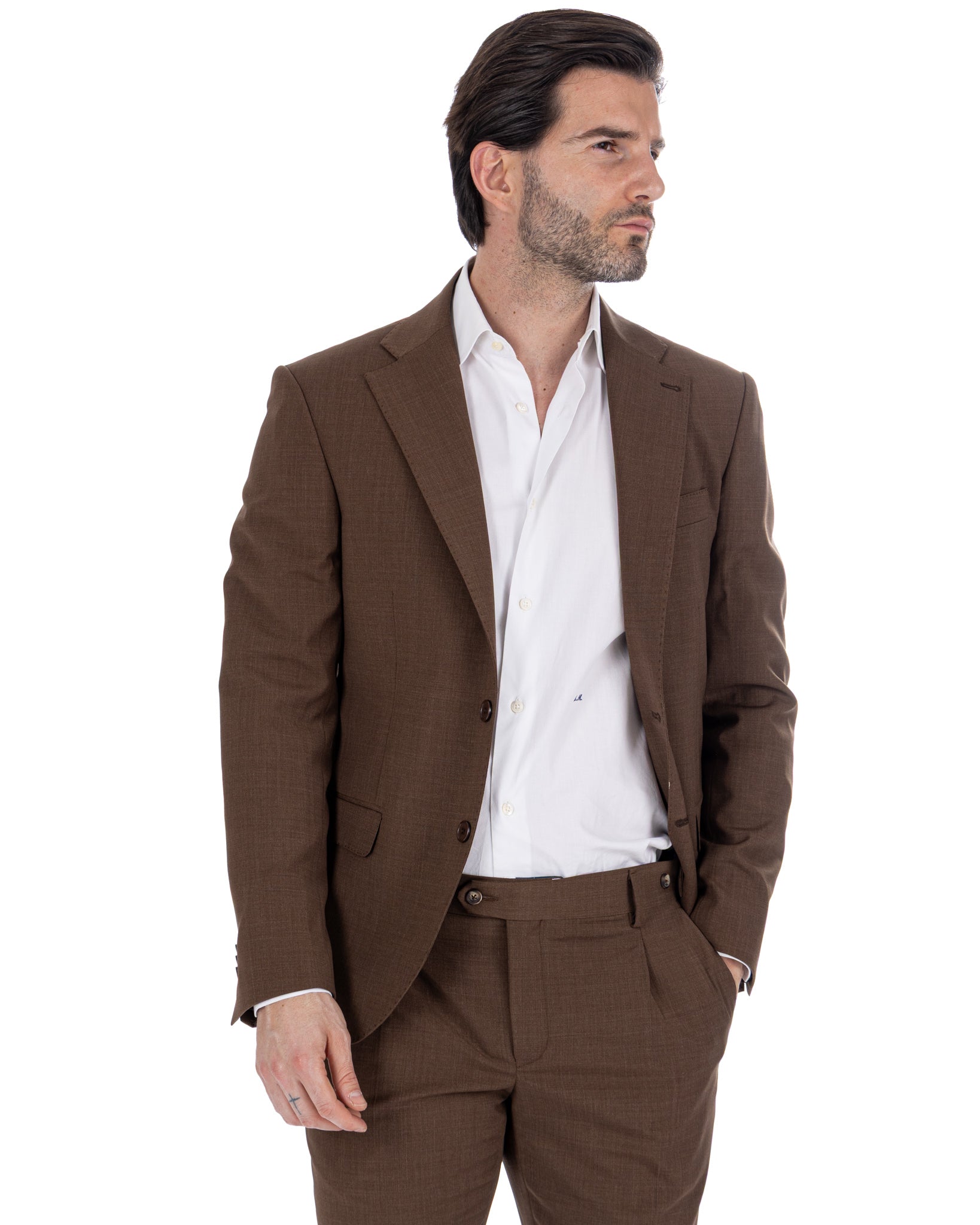 Ohrid - dark brown wool blend dress