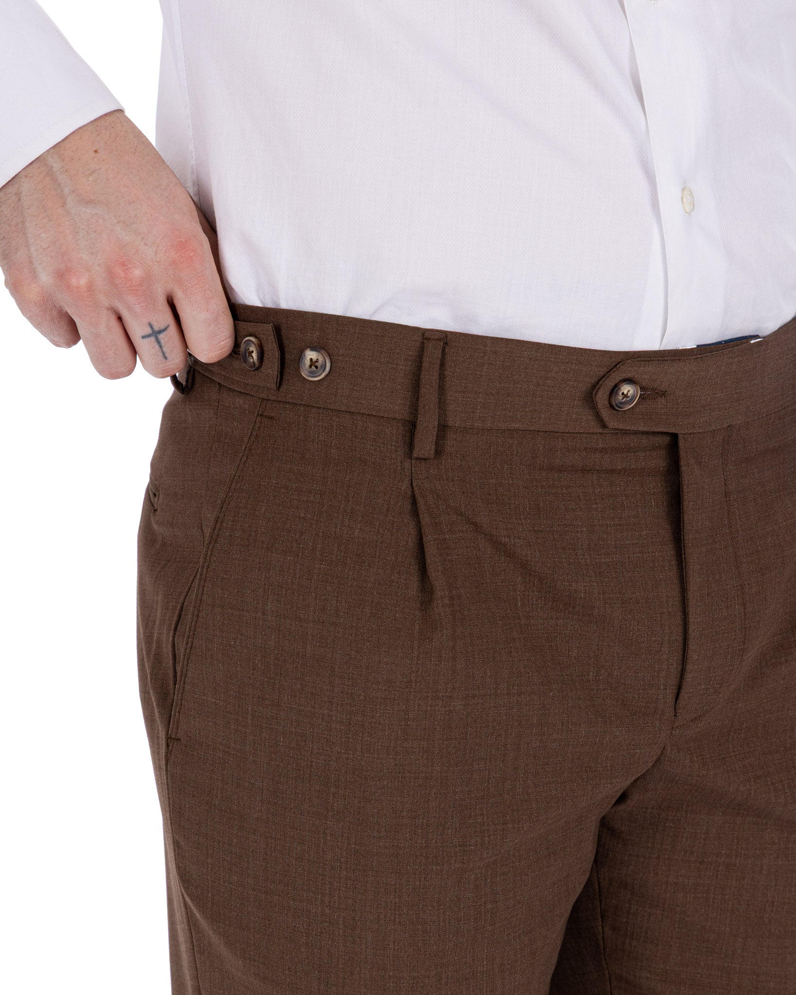 Victor - dark brown wool blend trousers