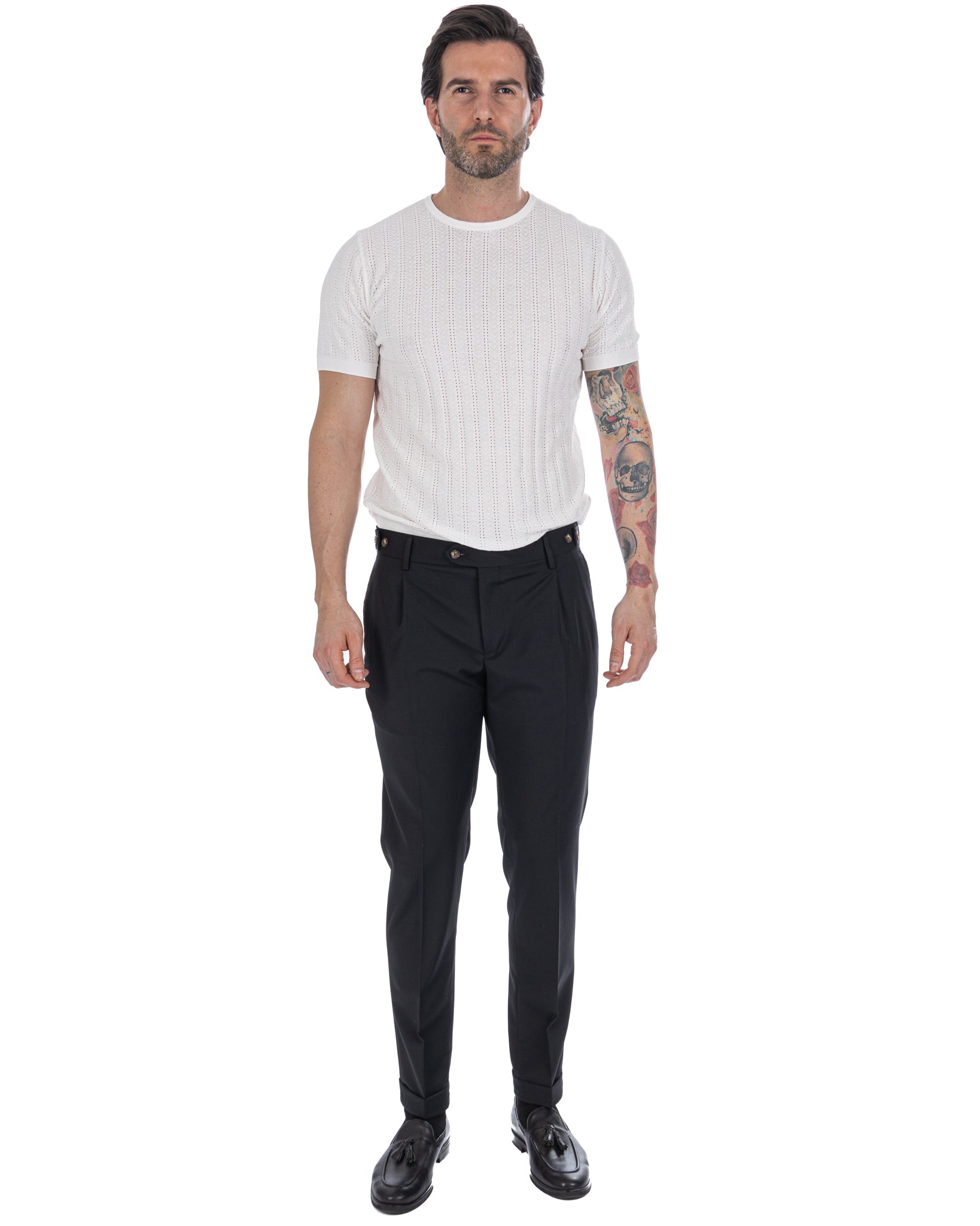 Victor - black wool blend trousers
