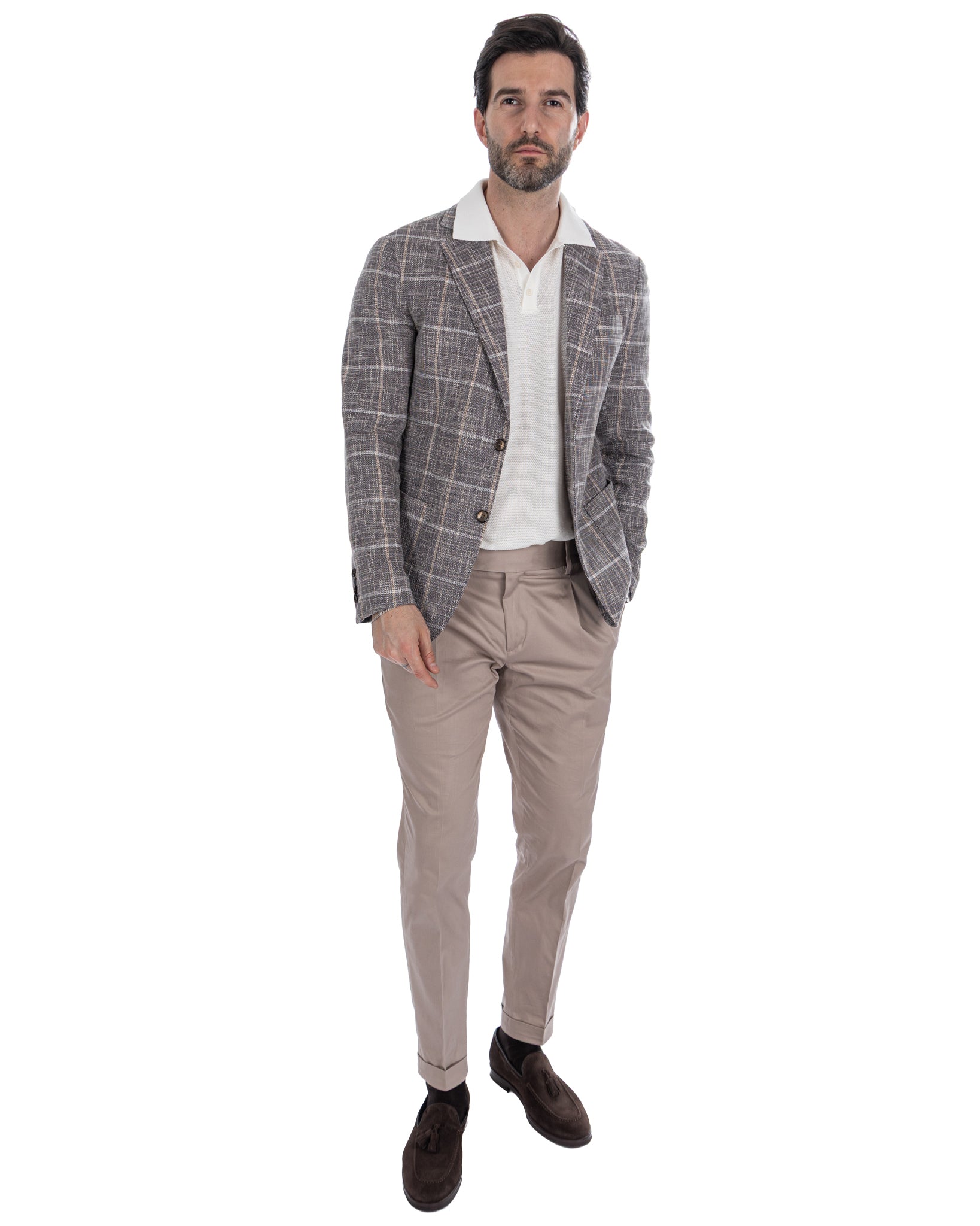 Sitka - Beige Check Single Breasted Jacket