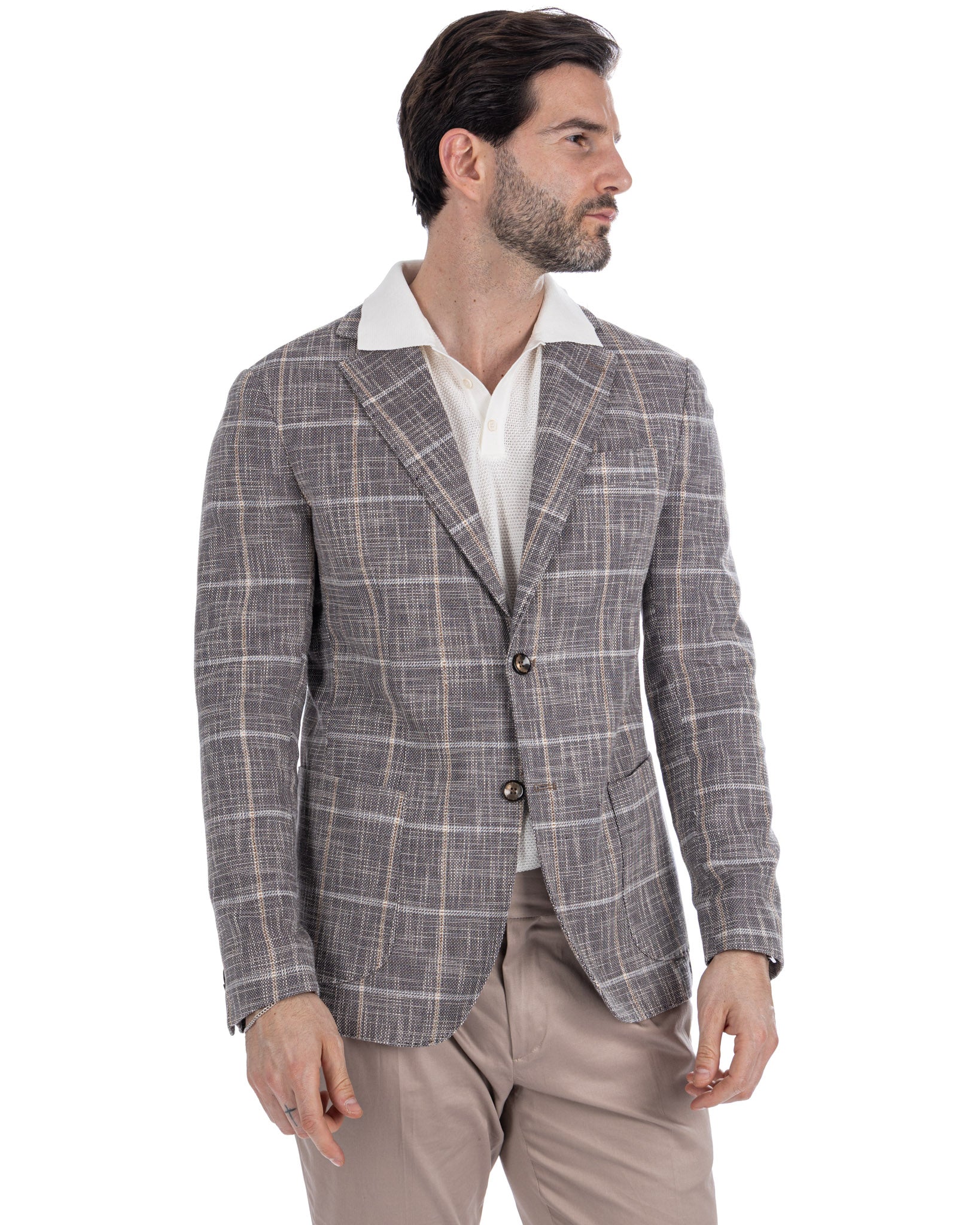 Sitka - Beige Check Single Breasted Jacket