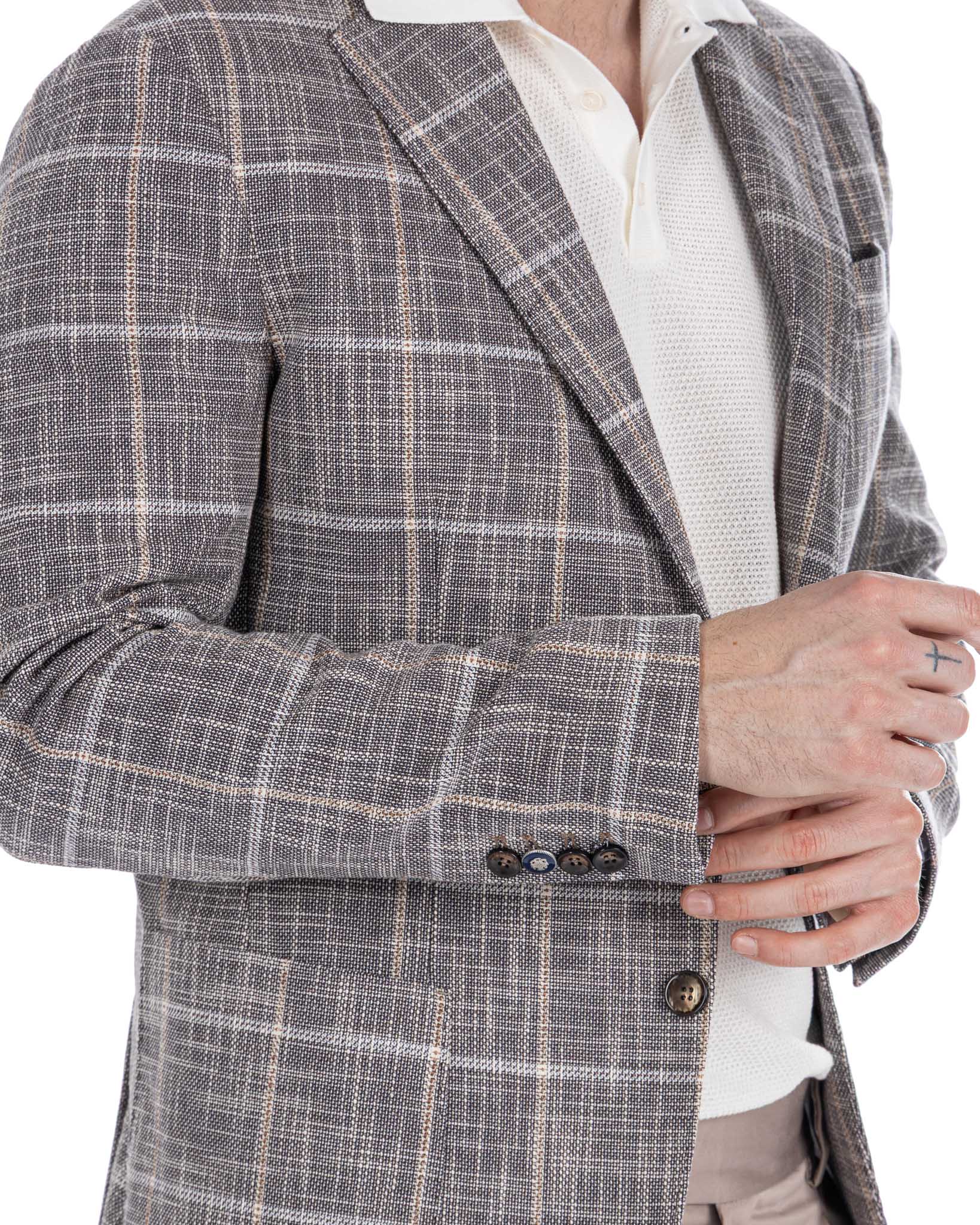Sitka - Beige Check Single Breasted Jacket
