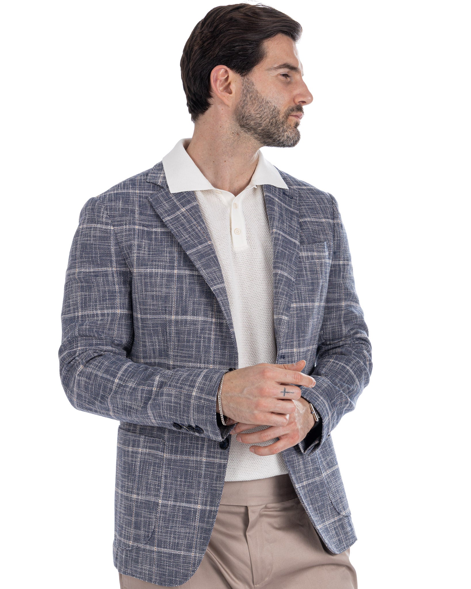 Sitka - Veste à carreaux bleus à boutonnage simple
