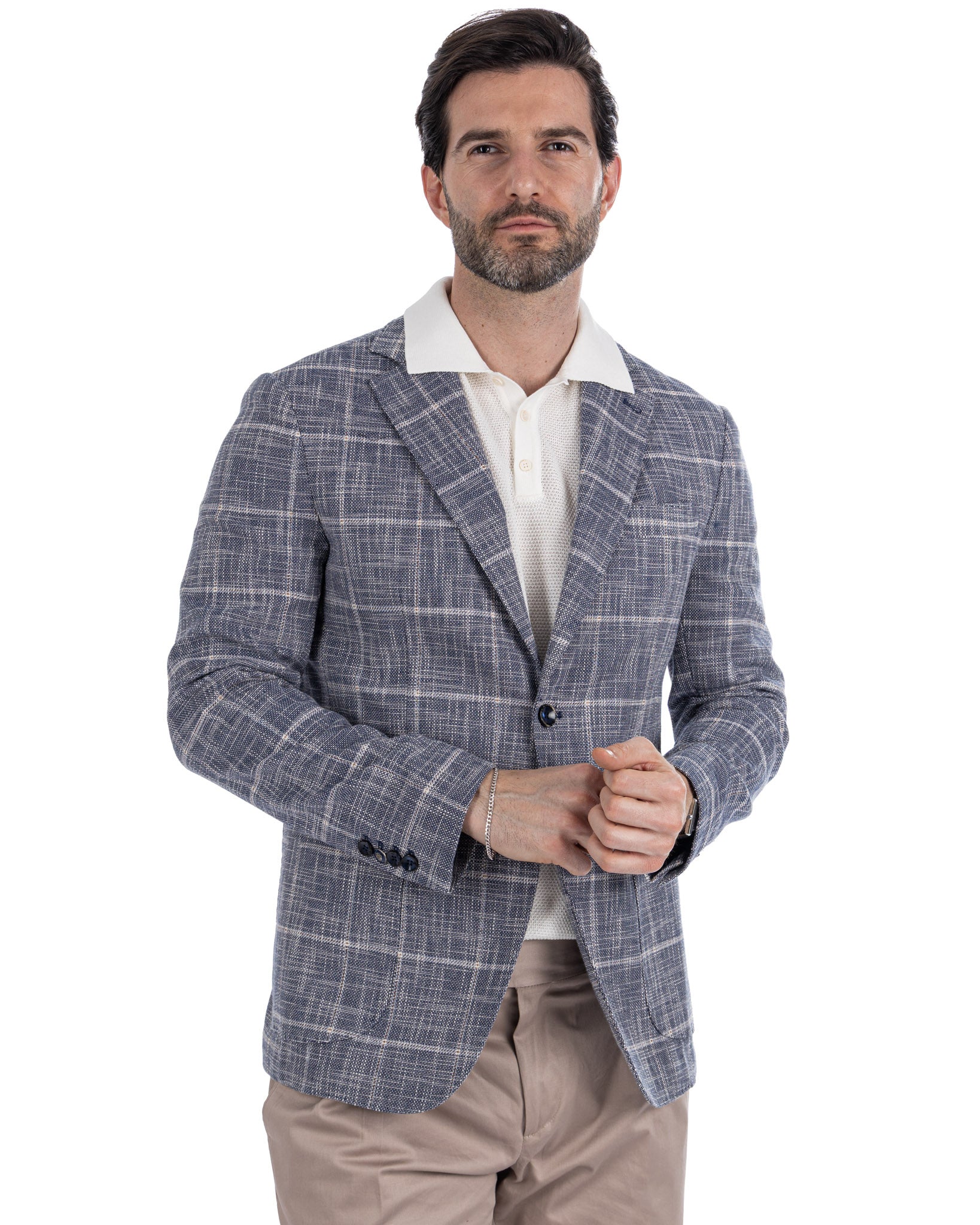 Sitka - Veste à carreaux bleus à boutonnage simple