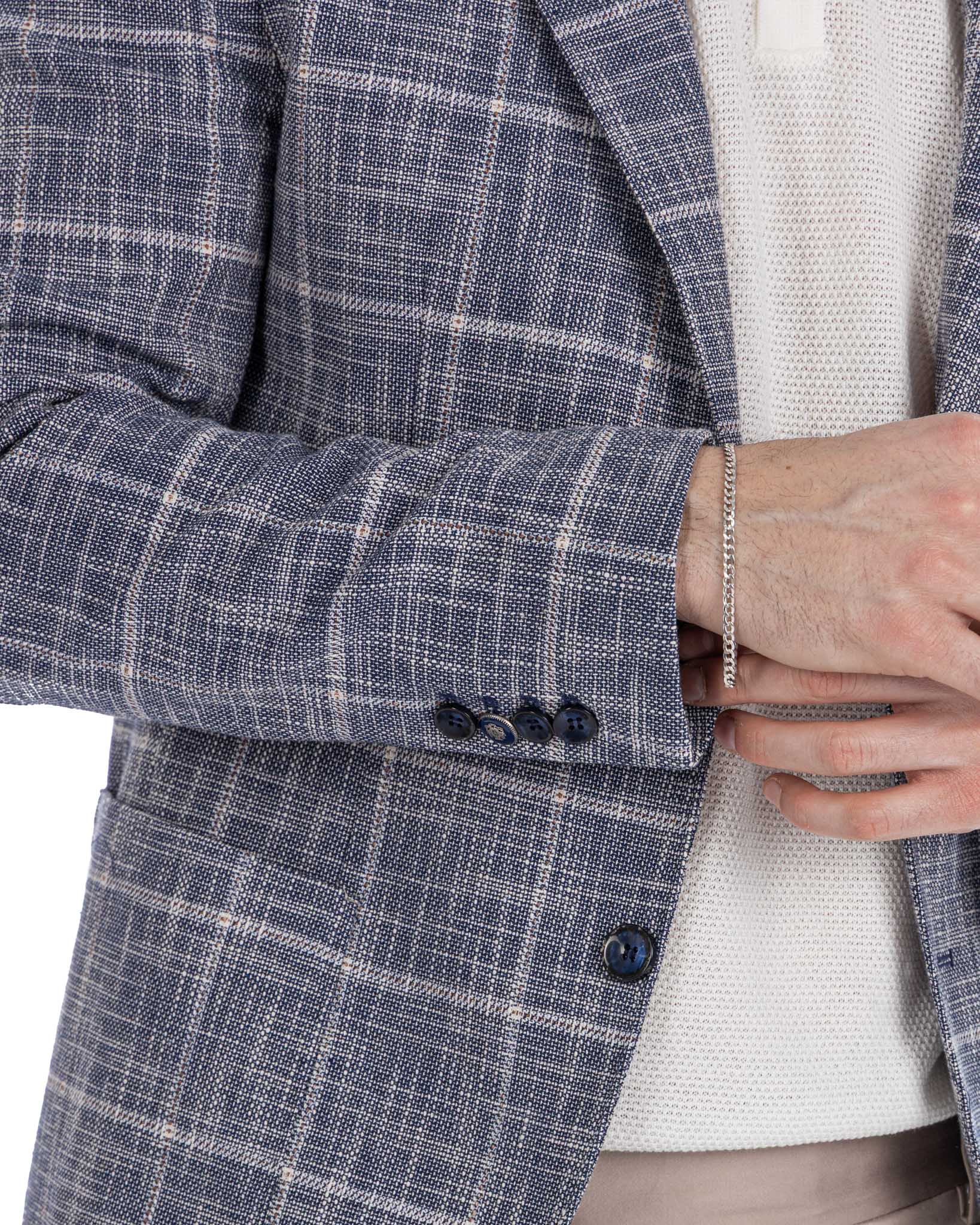Sitka - Veste à carreaux bleus à boutonnage simple