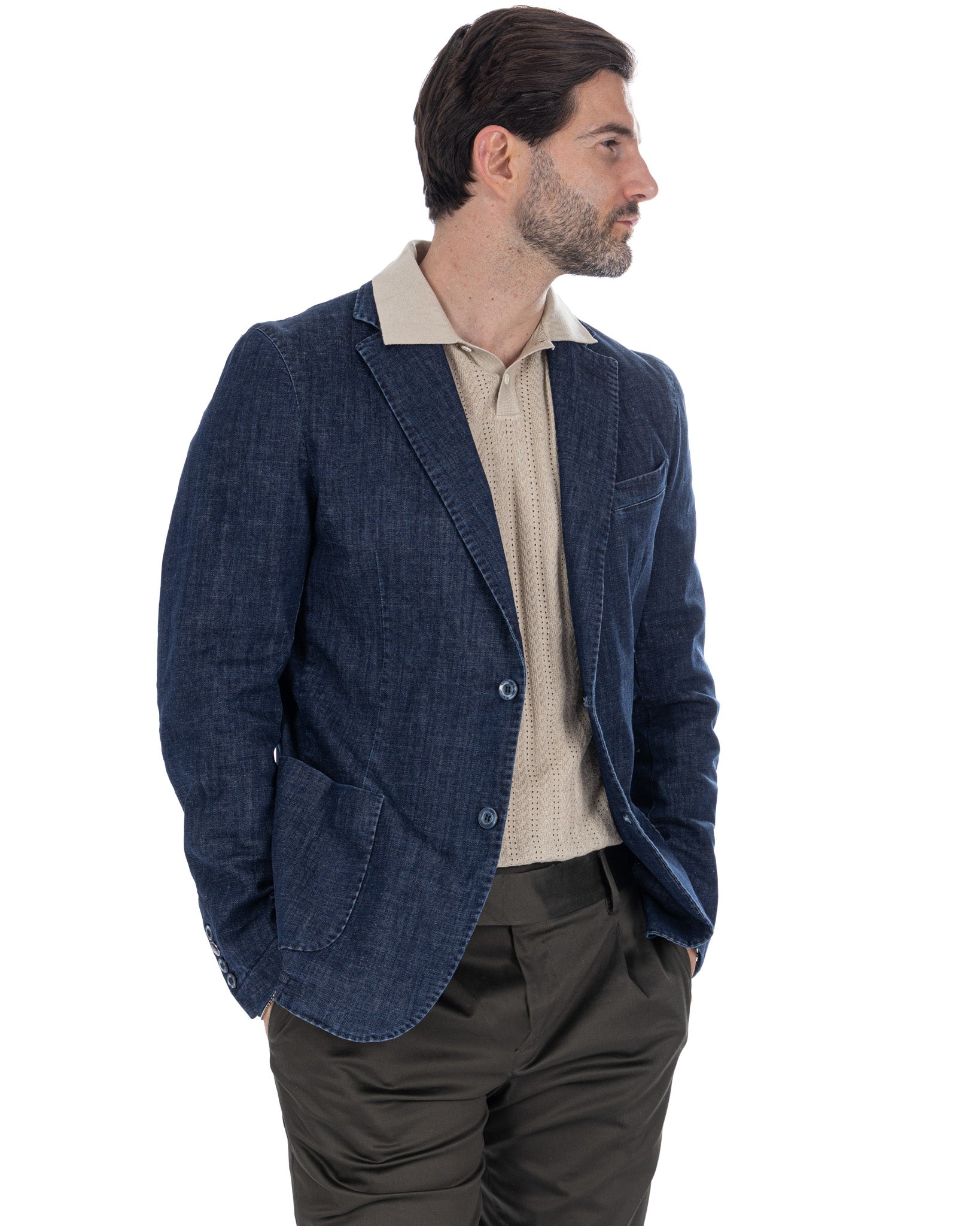 Spello - Single Breasted Dark Denim Jacket