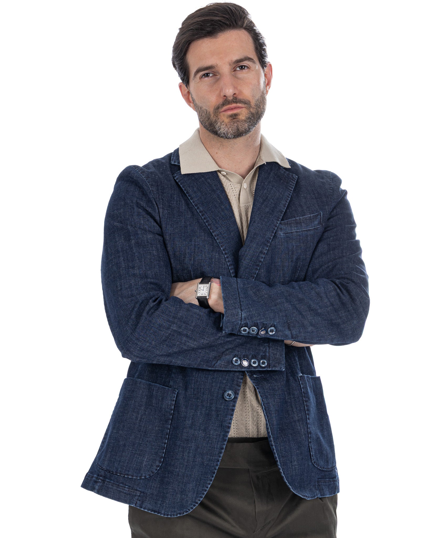 Spello - Single Breasted Dark Denim Jacket