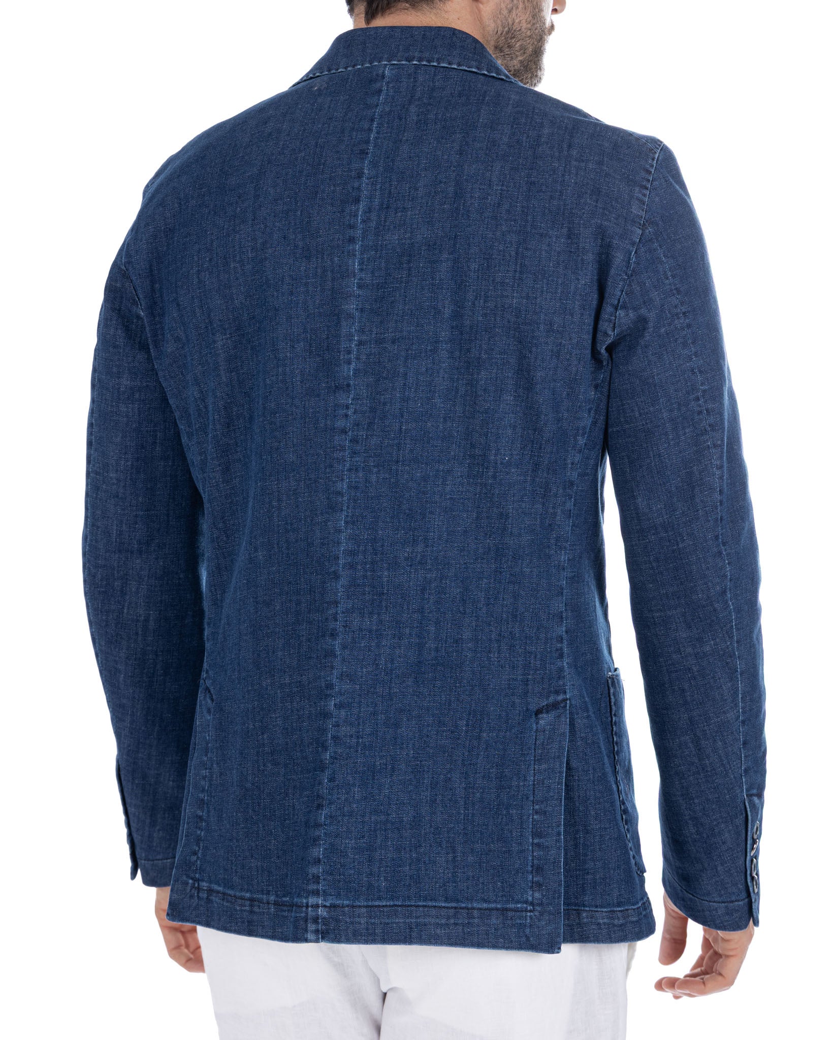 Spello - giacca monopetto in denim chiaro