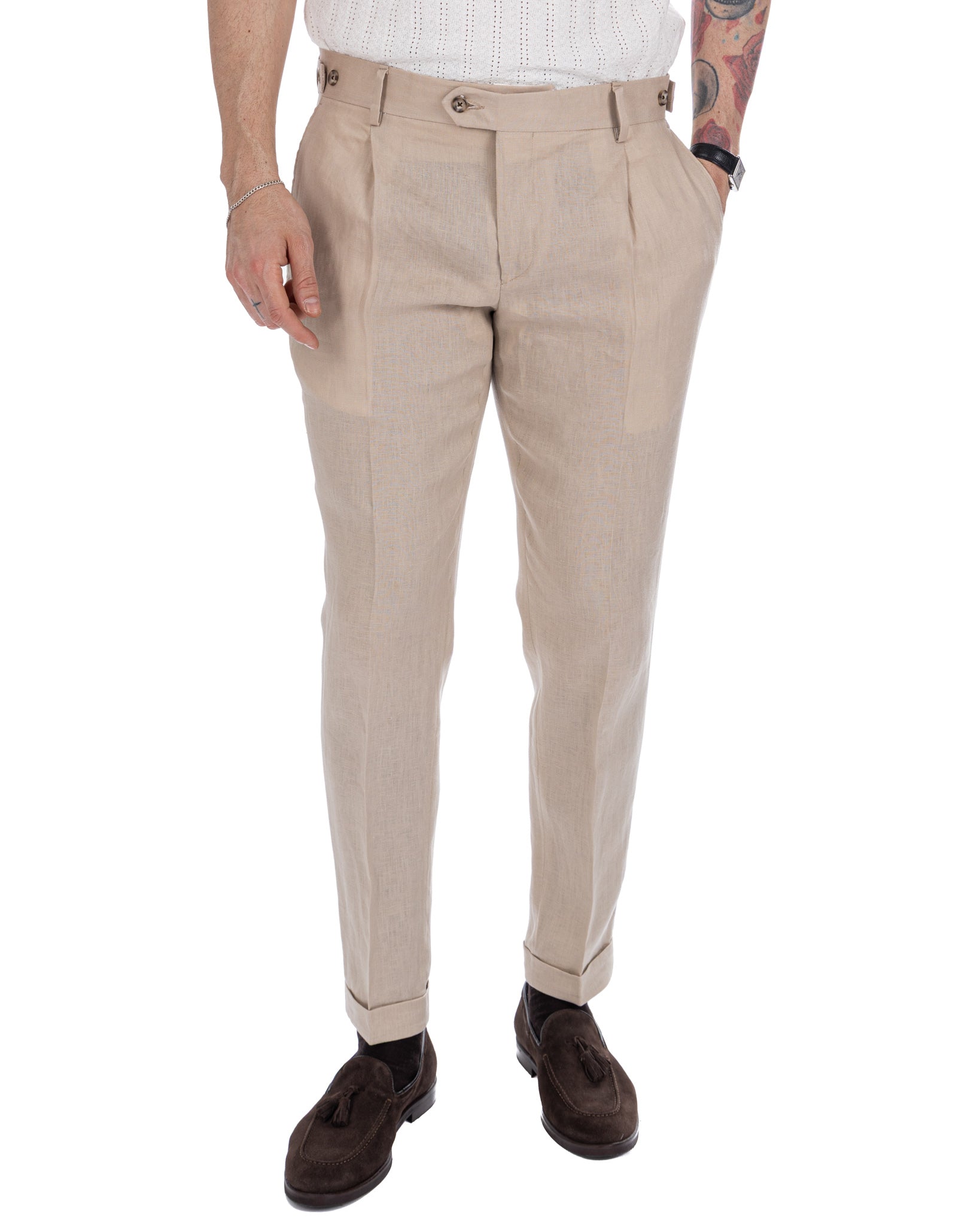 Lev - pantalone in puro lino spago