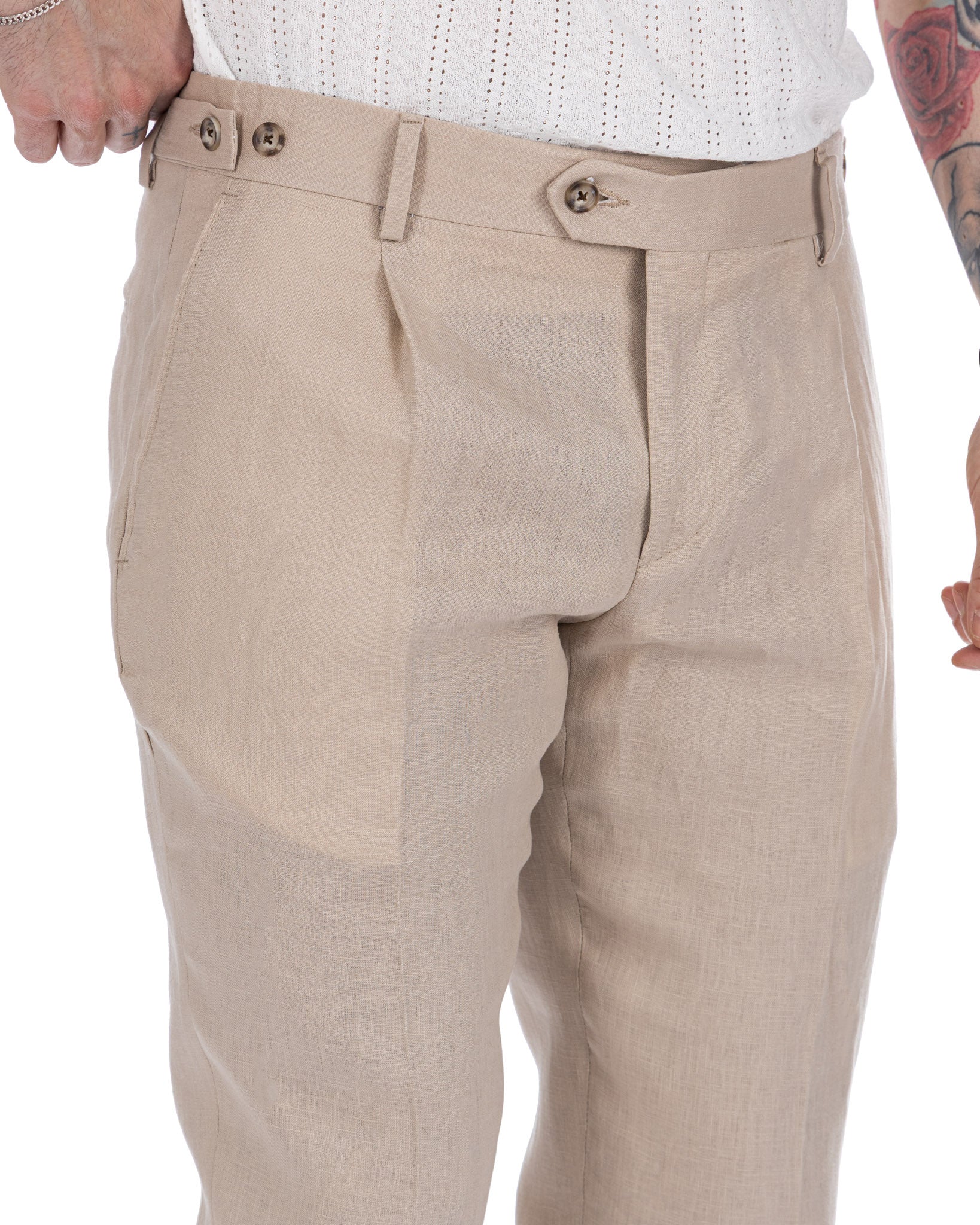 Lev - pantalone in puro lino spago